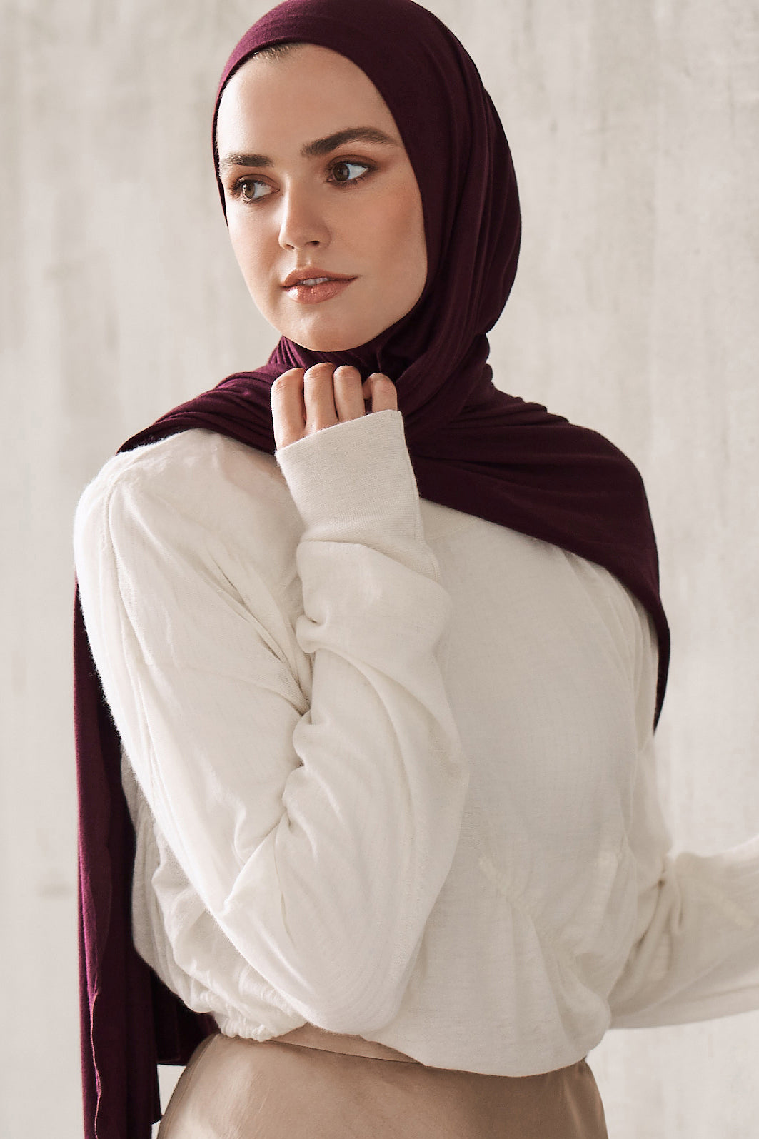 Premium Jersey Hijab - Deep Fig