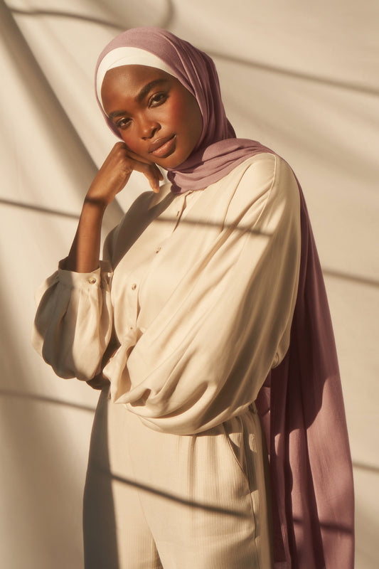 Bamboo Woven Hijab - Rose Quartz