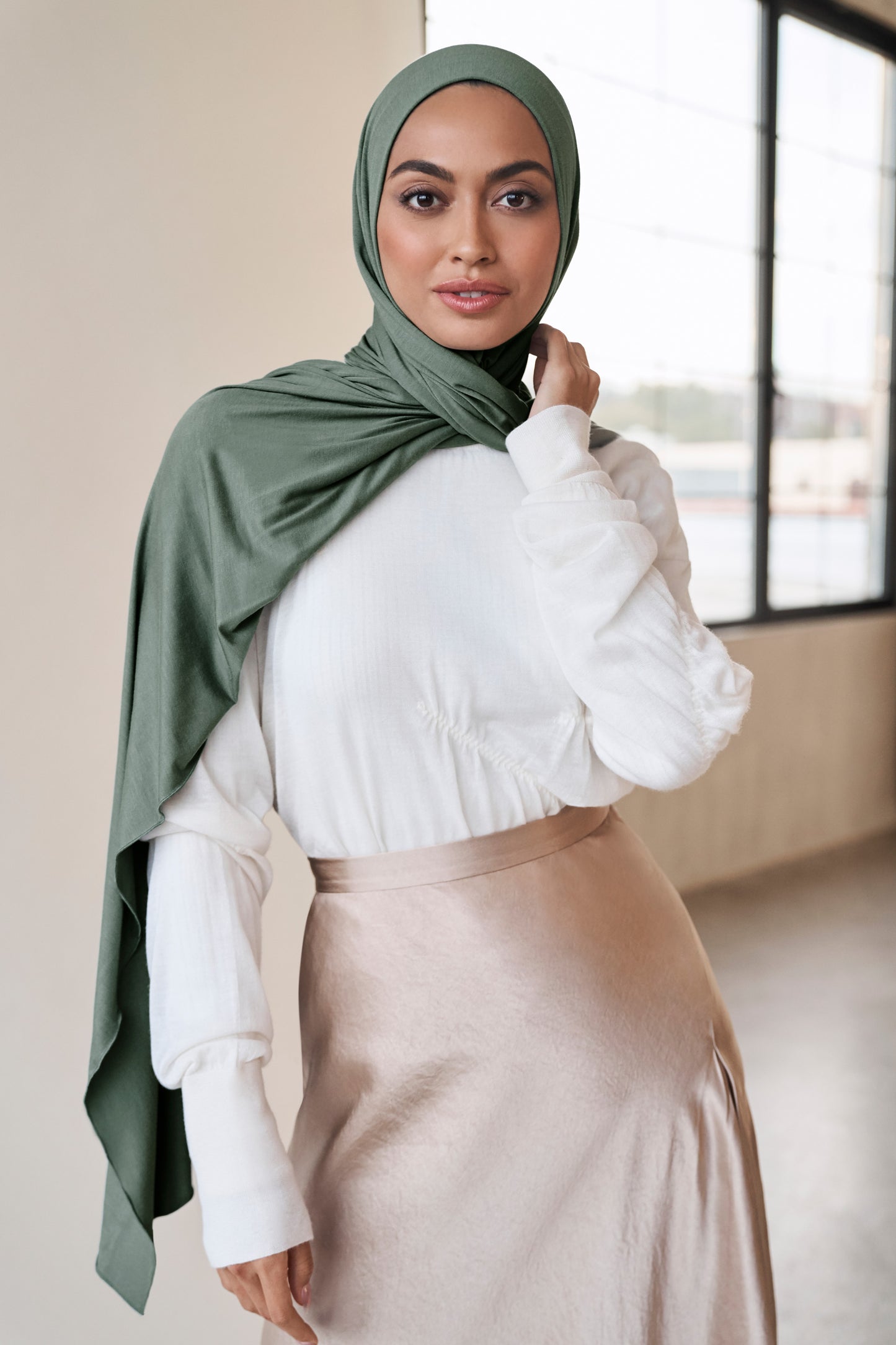 Premium Jersey Hijab - Matte Green