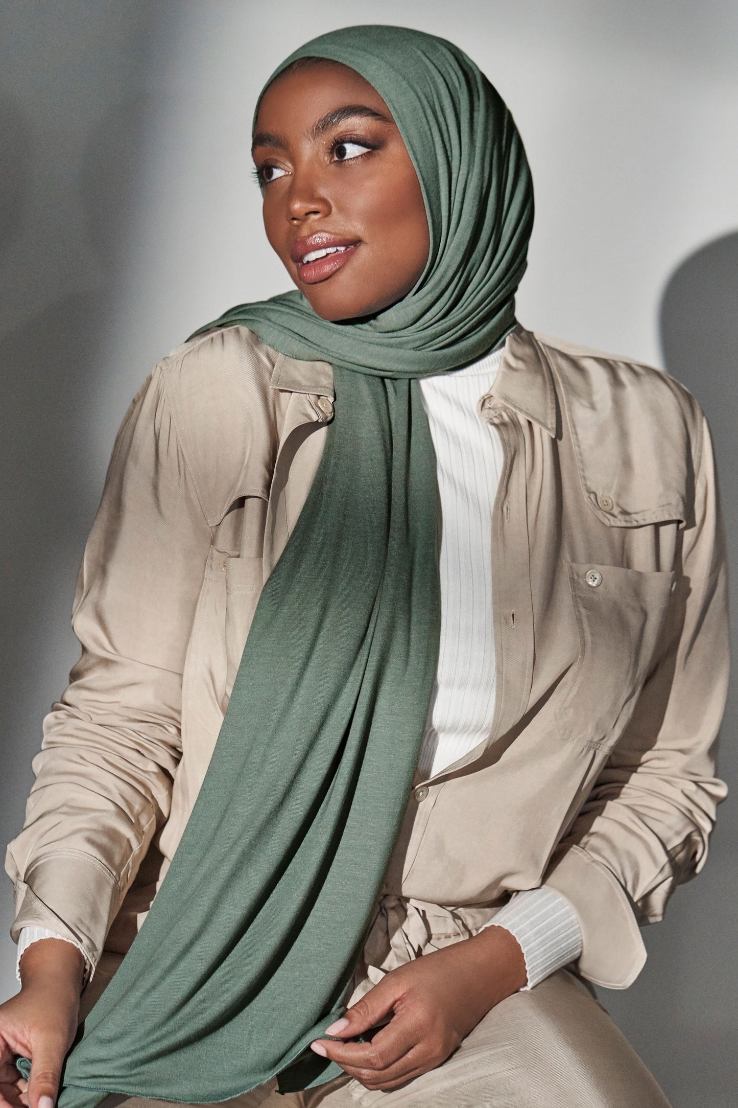 Premium Jersey Hijab - Matte Green