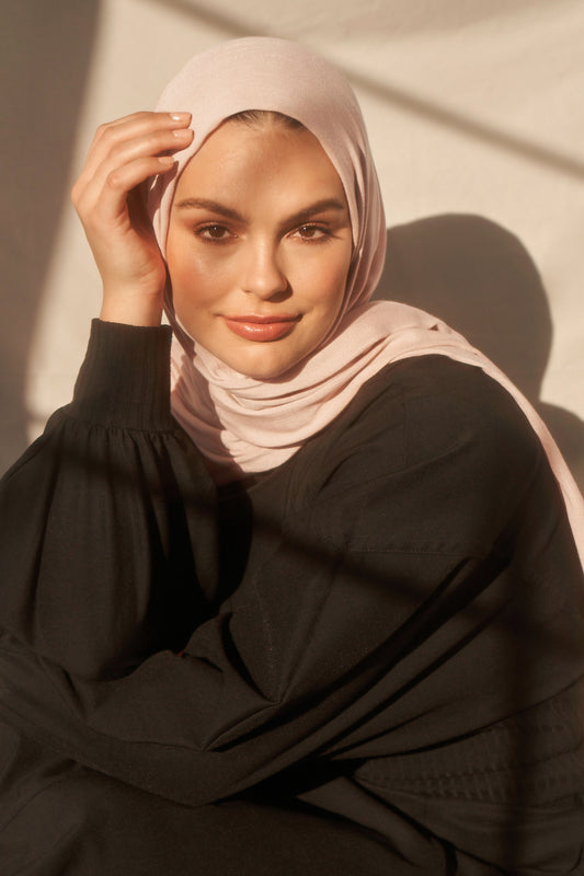Bamboo Woven Hijab - Blush