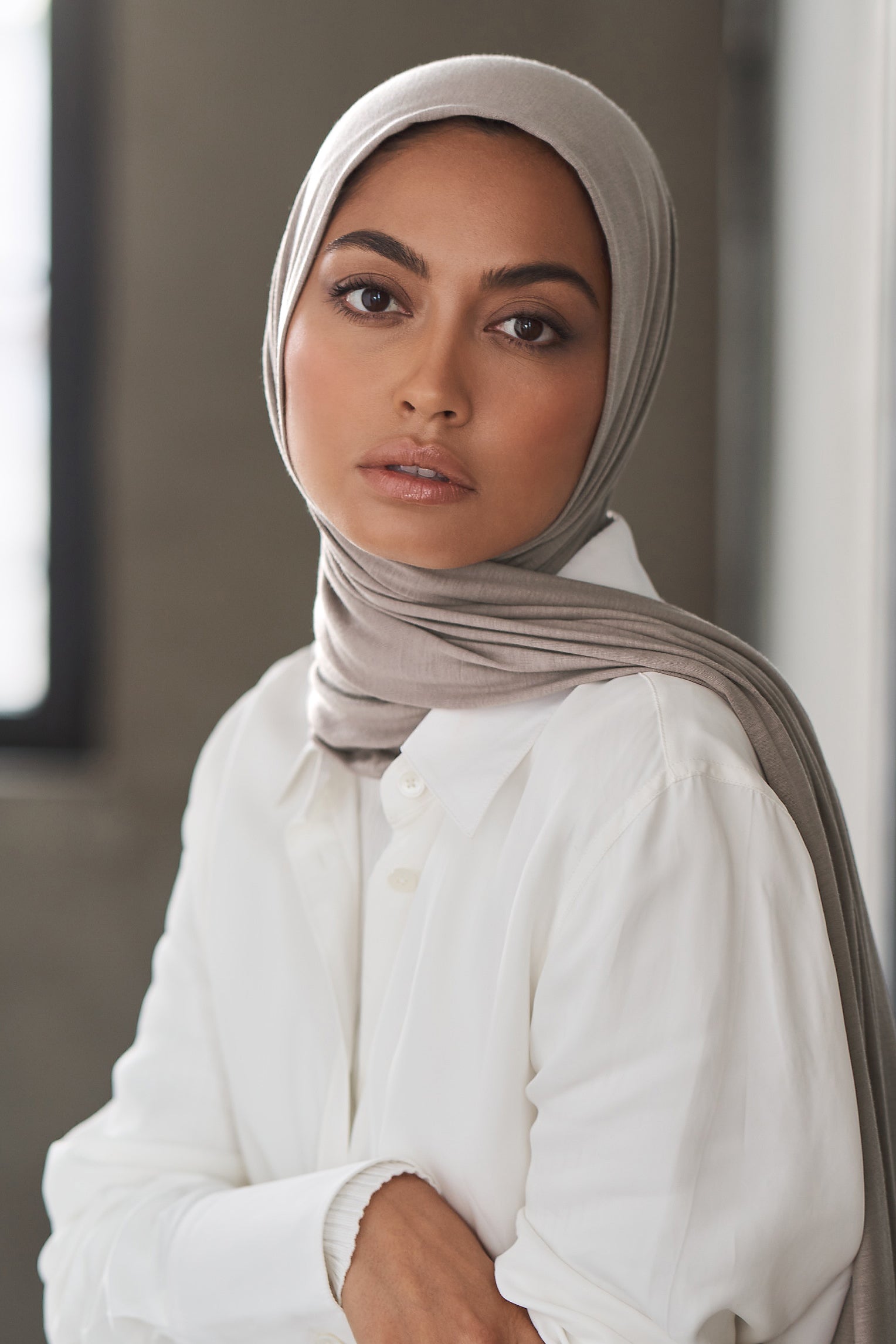 Instant Jersey Hijab-Heather Gray