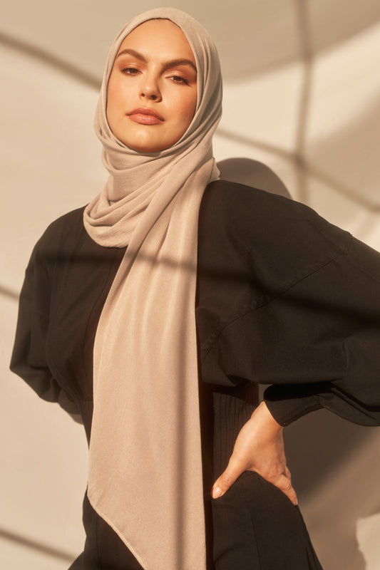 Bamboo Woven Hijab - Sand