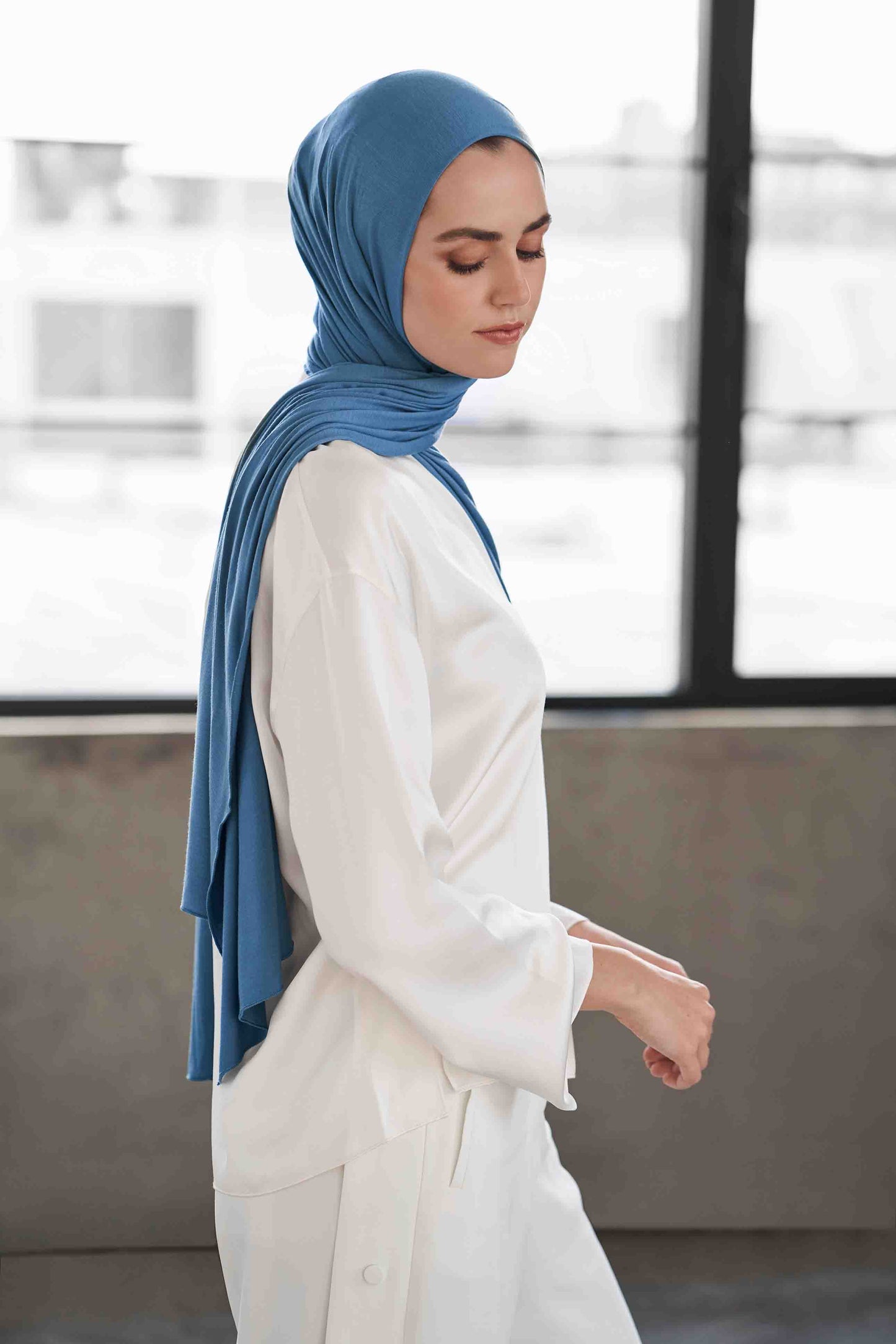 Premium Jersey Hijab - French Blue