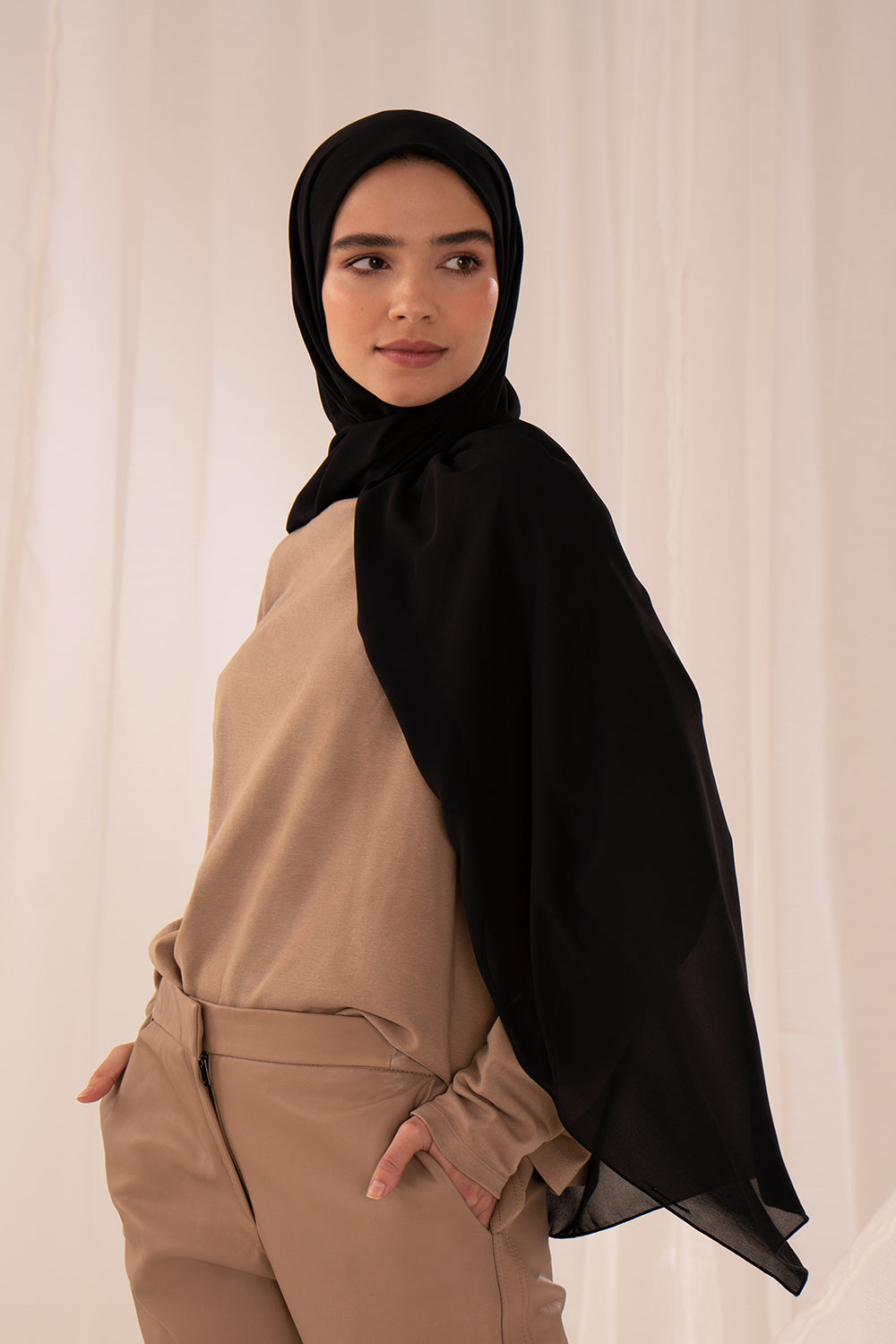 Recycled Chiffon Hijab - Black