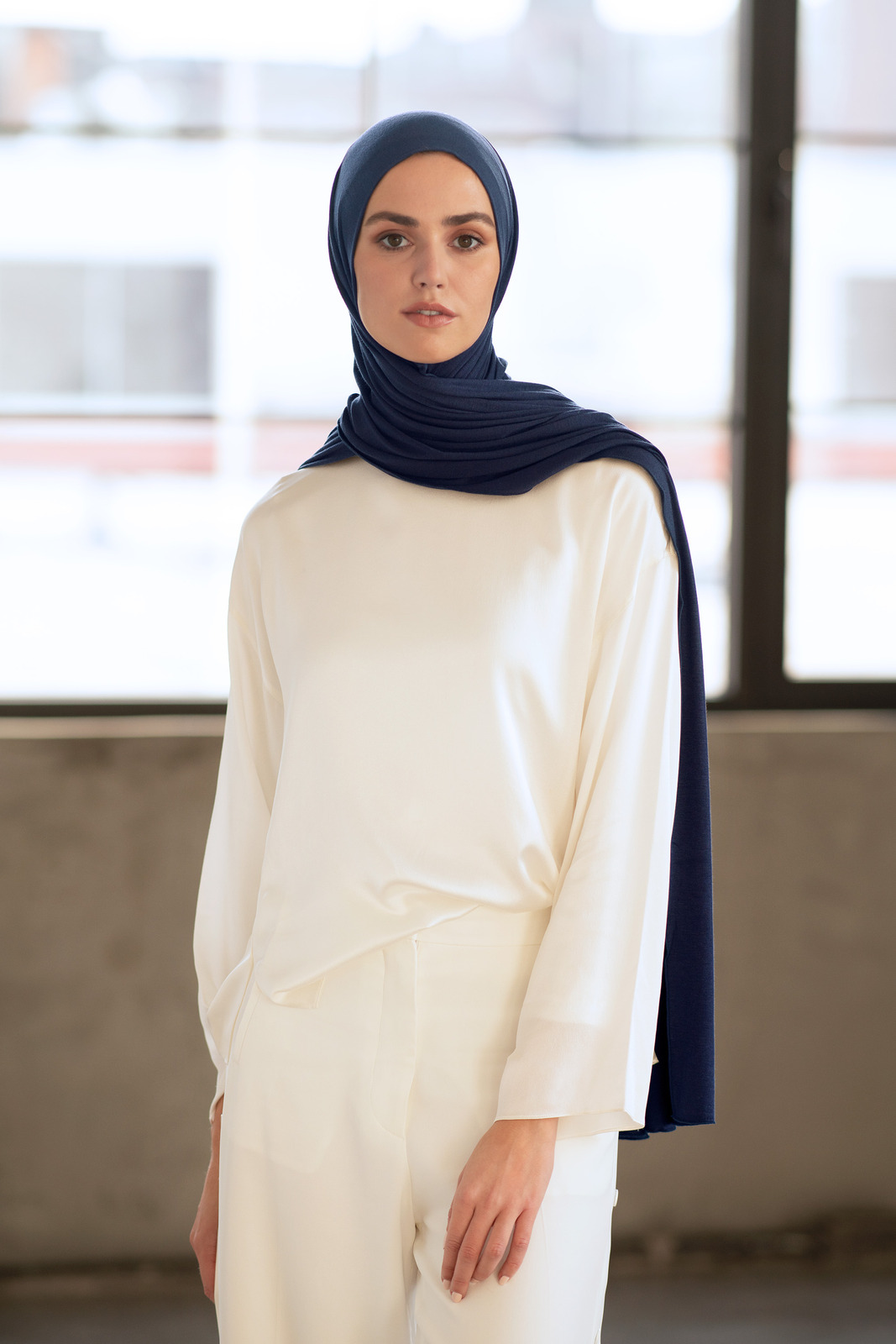 Premium Jersey Hijab - Marine Blue