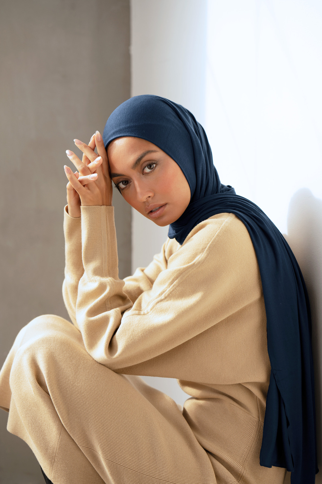 Premium Jersey Hijab - Marine Blue