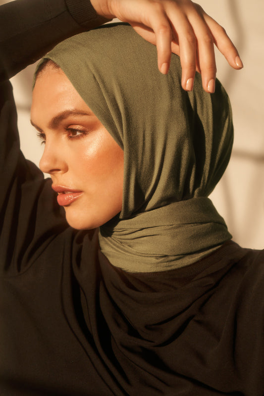 Bamboo Woven Hijab - Olive