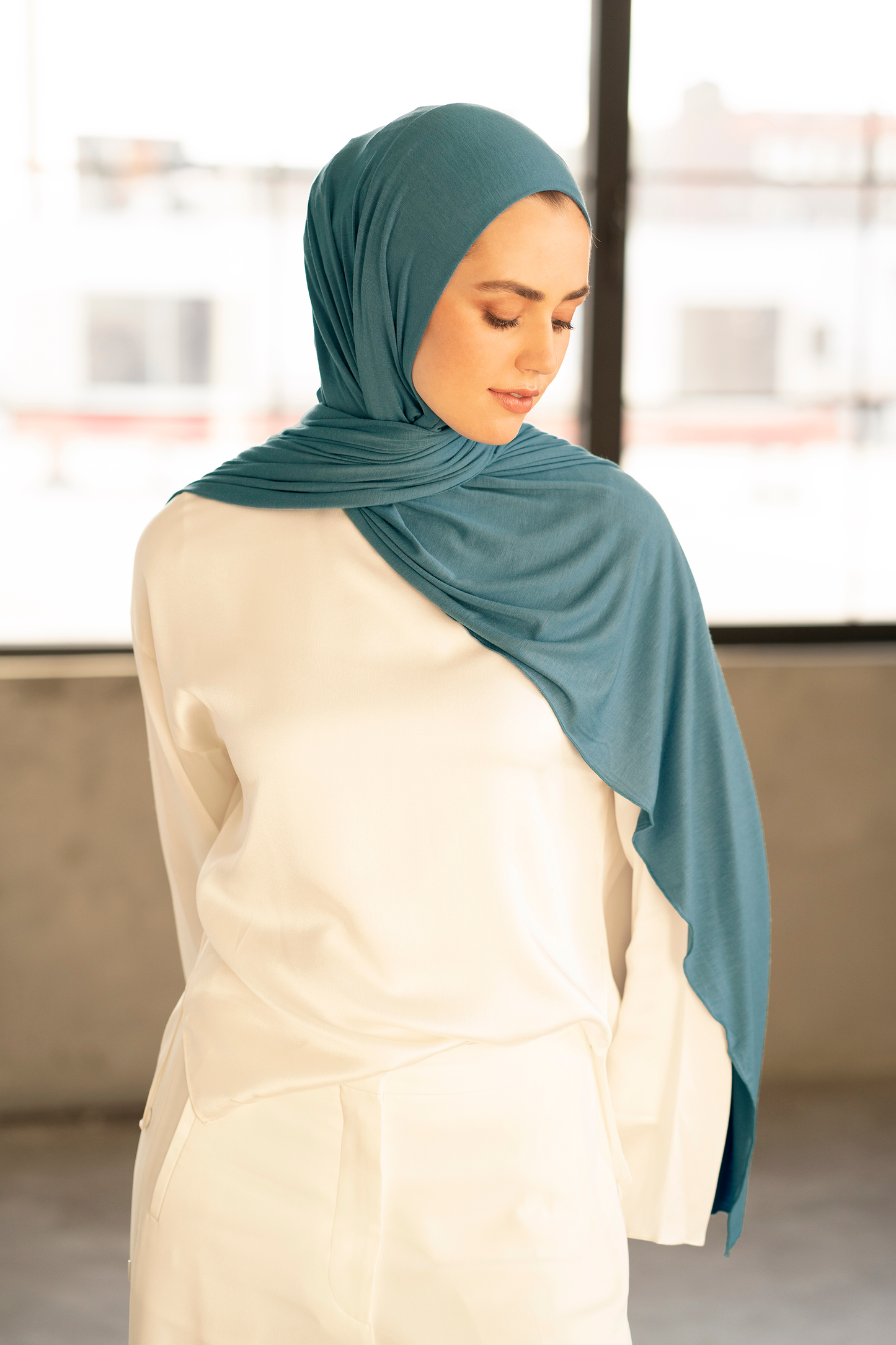 Premium Jersey Hijab - Turkish Blue