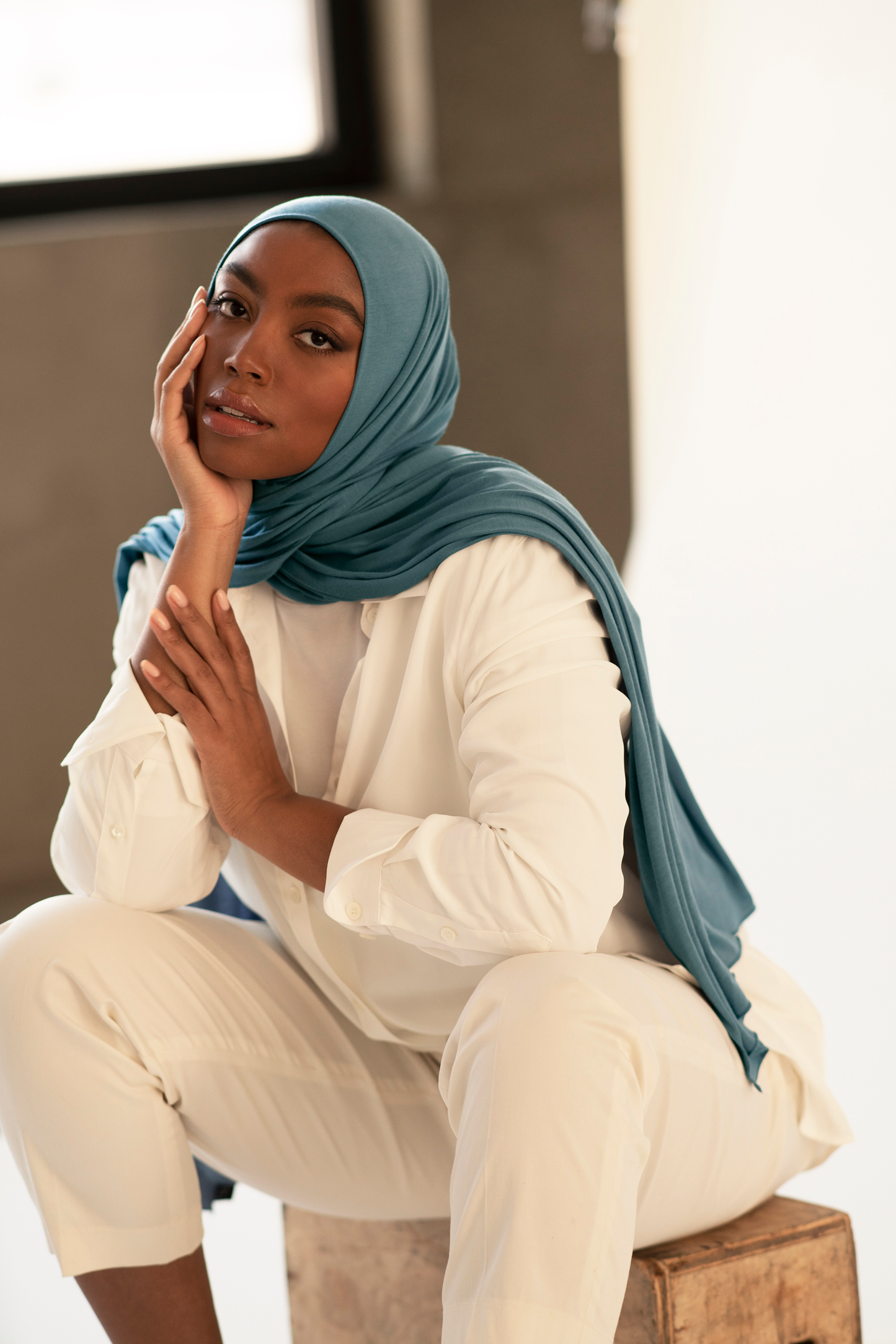 Premium Jersey Hijab - Turkish Blue