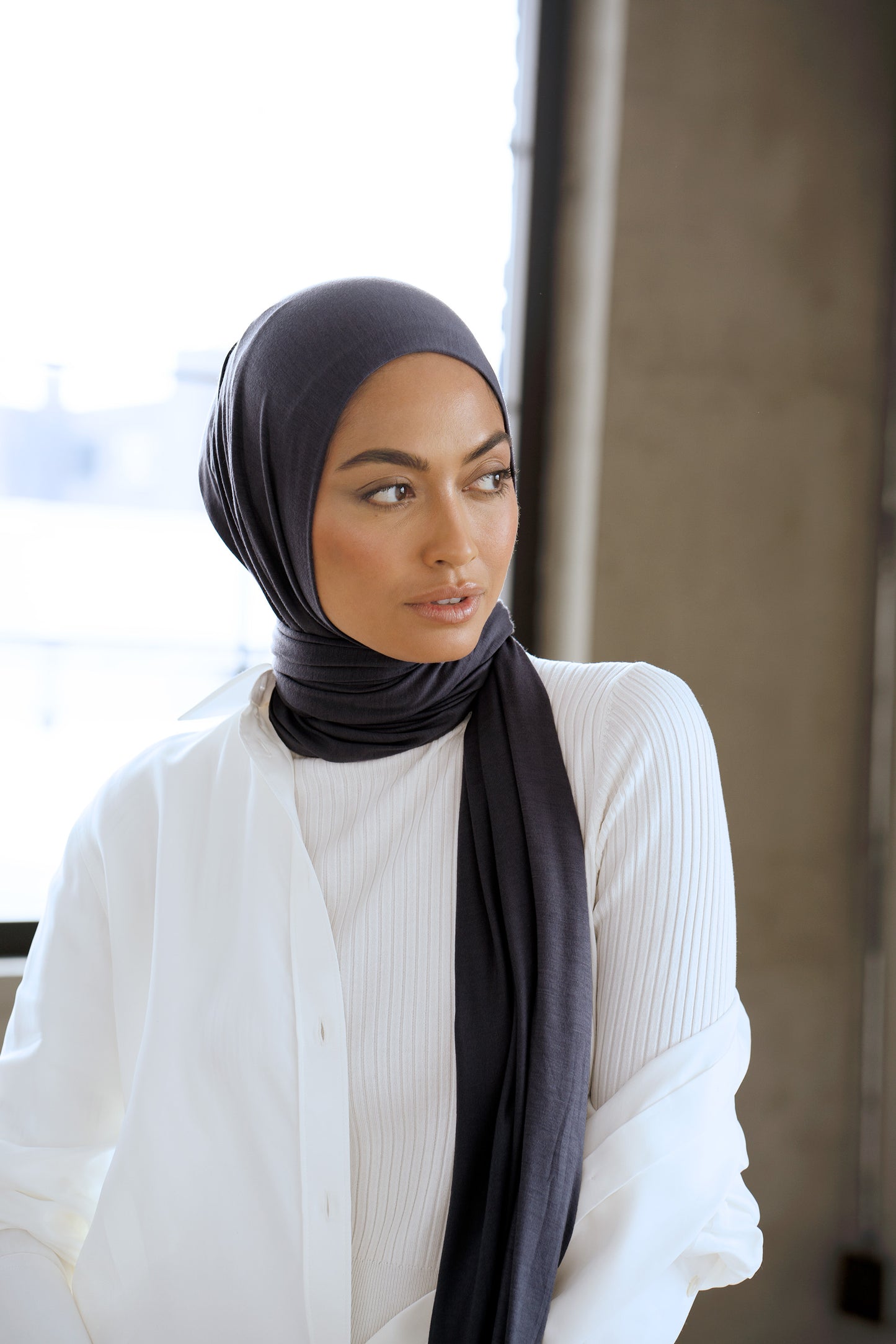 Premium Jersey Hijab - Midnight Slate