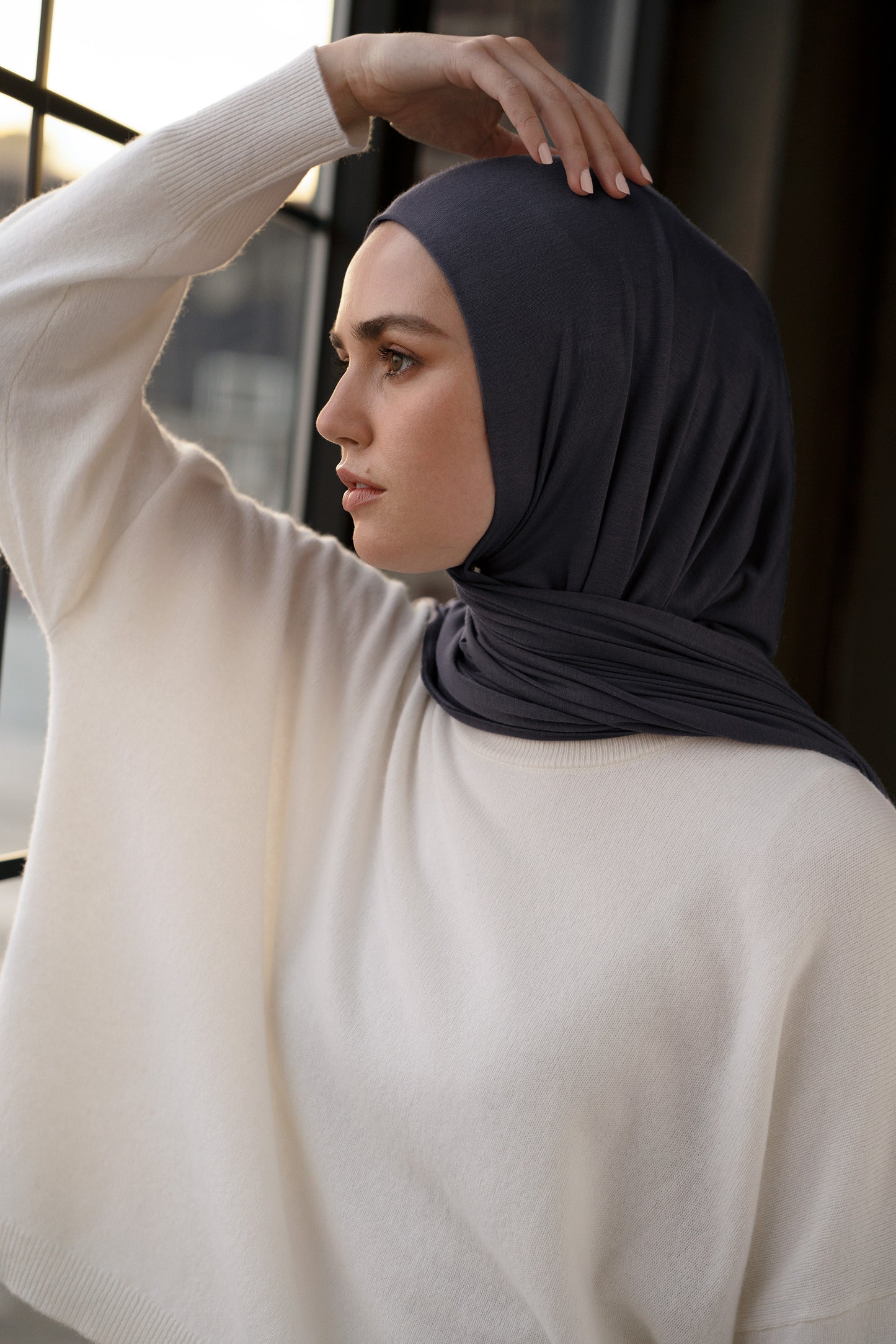 Premium Jersey Hijab - Midnight Slate
