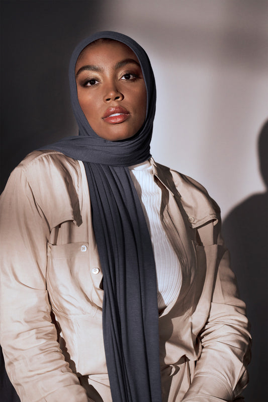 Premium Jersey Hijab - Midnight Slate