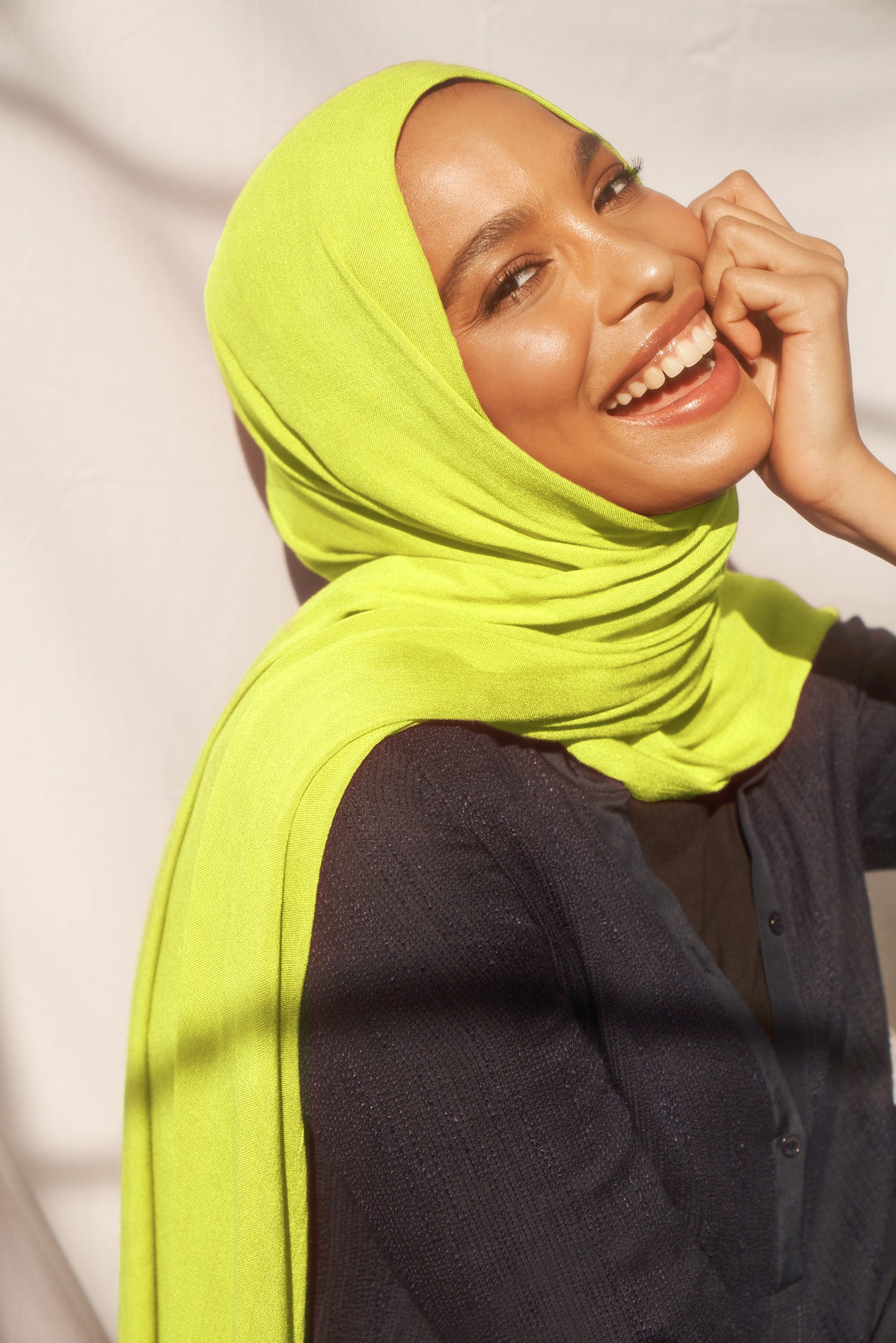 Bamboo Woven Hijab - Neon Lime