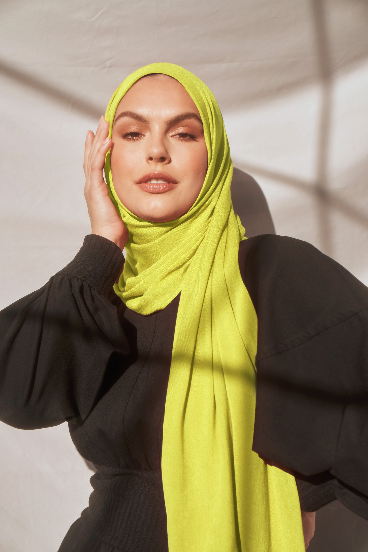 Bamboo Woven Hijab - Neon Lime