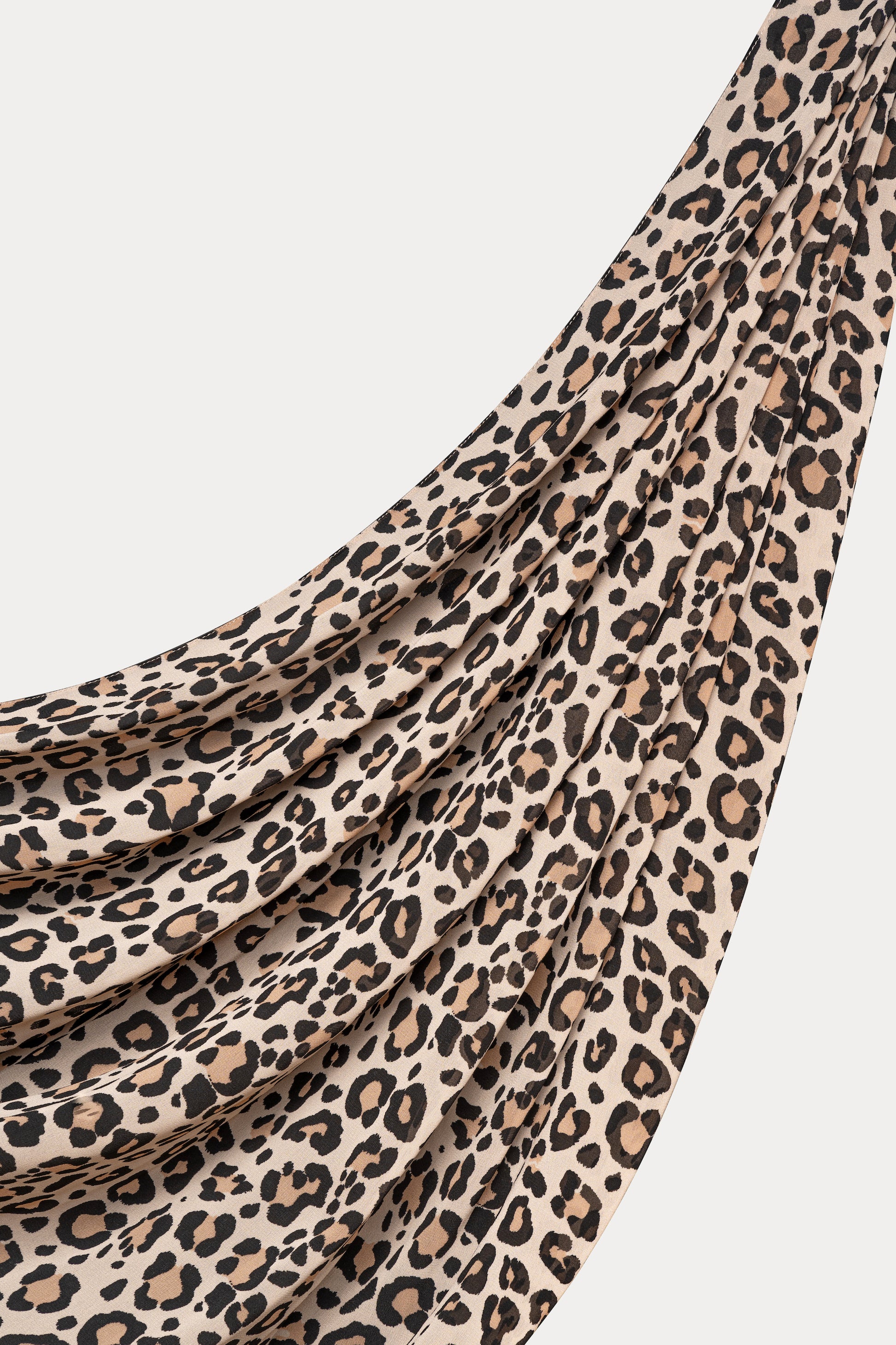 Brown Silk Chiffon Scarf With Leopard Print Leopard Printed 