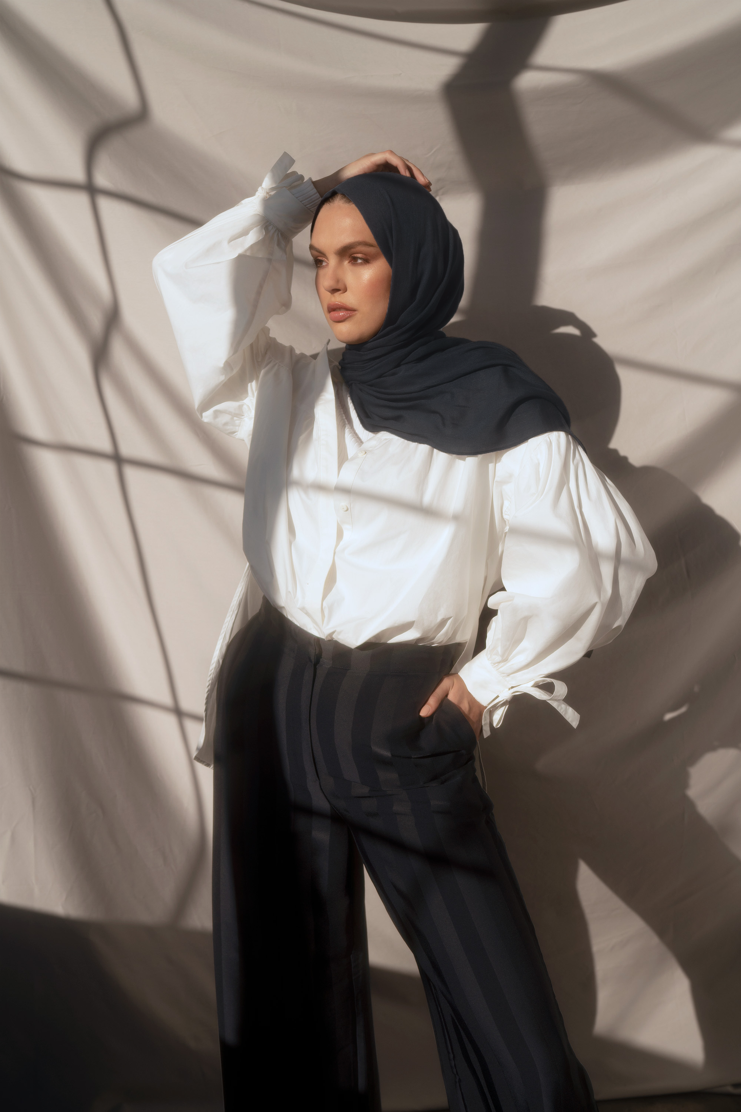 Bamboo Woven Hijab - Midnight Slate