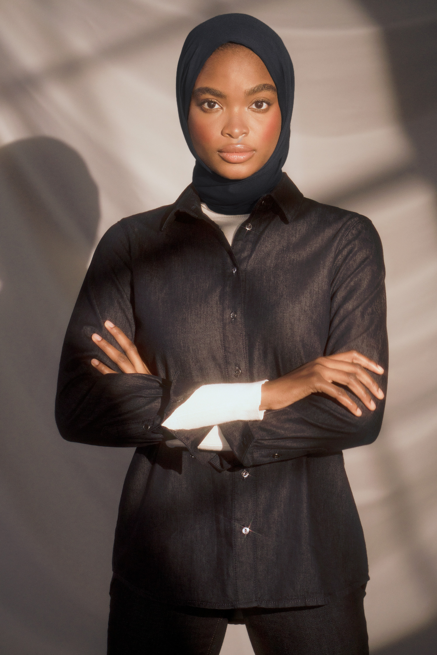 Bamboo Woven Hijab - Midnight Slate