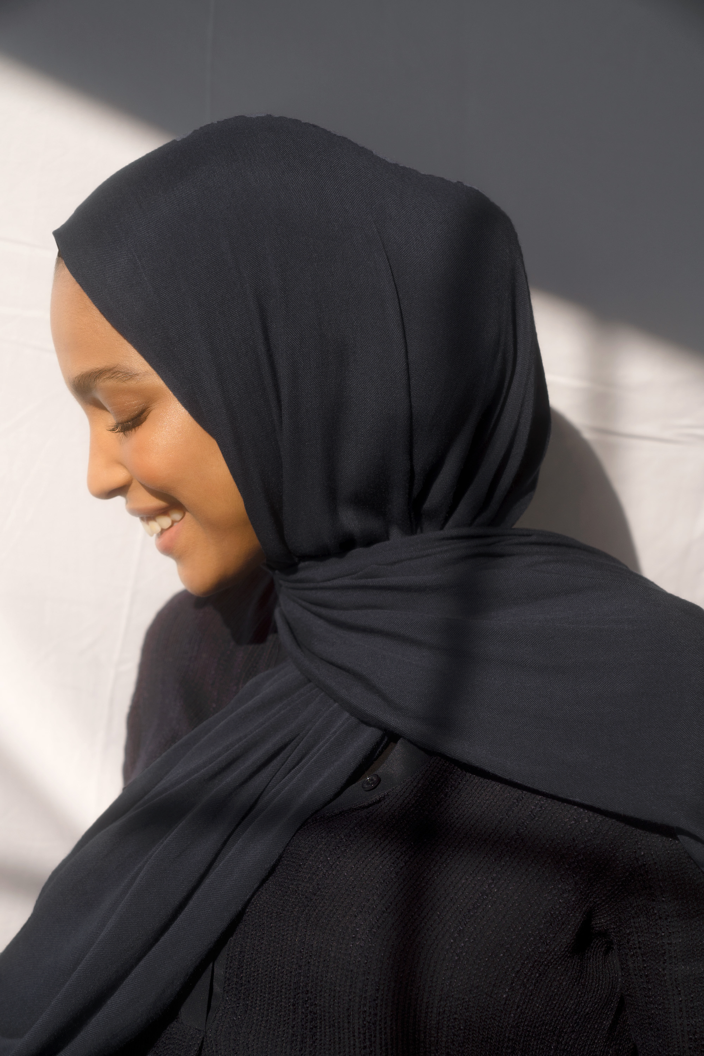Bamboo Woven Hijab - Midnight Slate