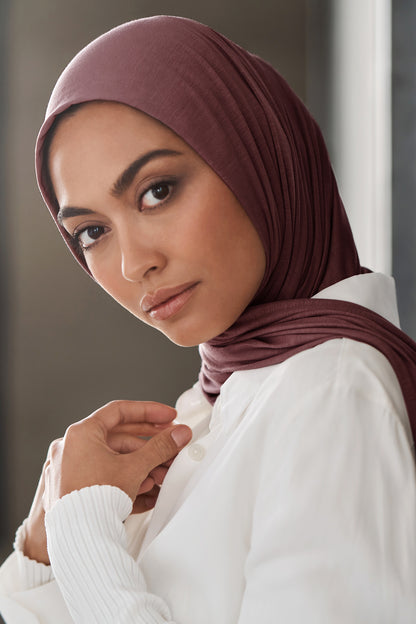 Premium Jersey Hijab - Raisin