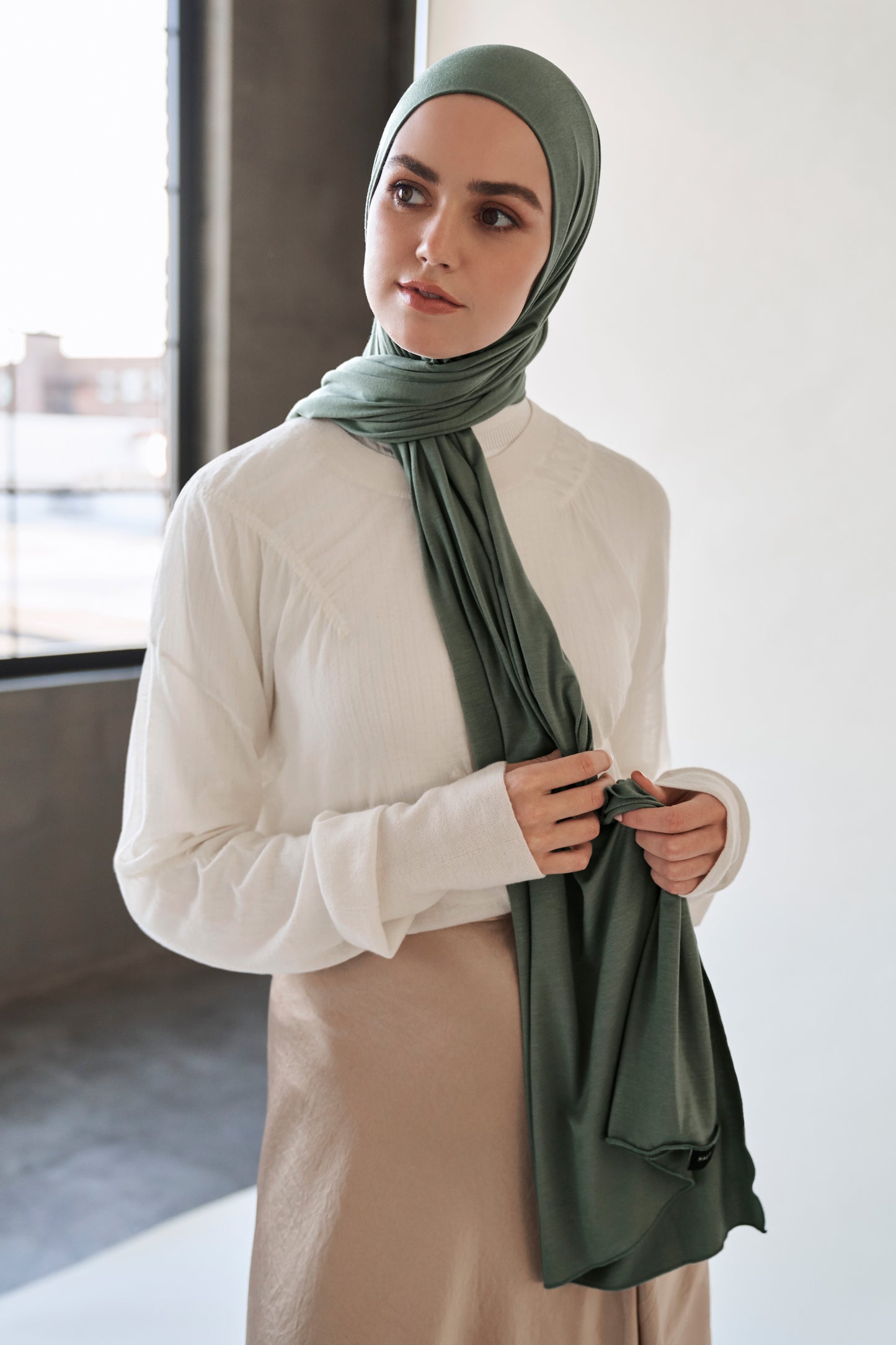Premium Jersey Hijab - Matte Green
