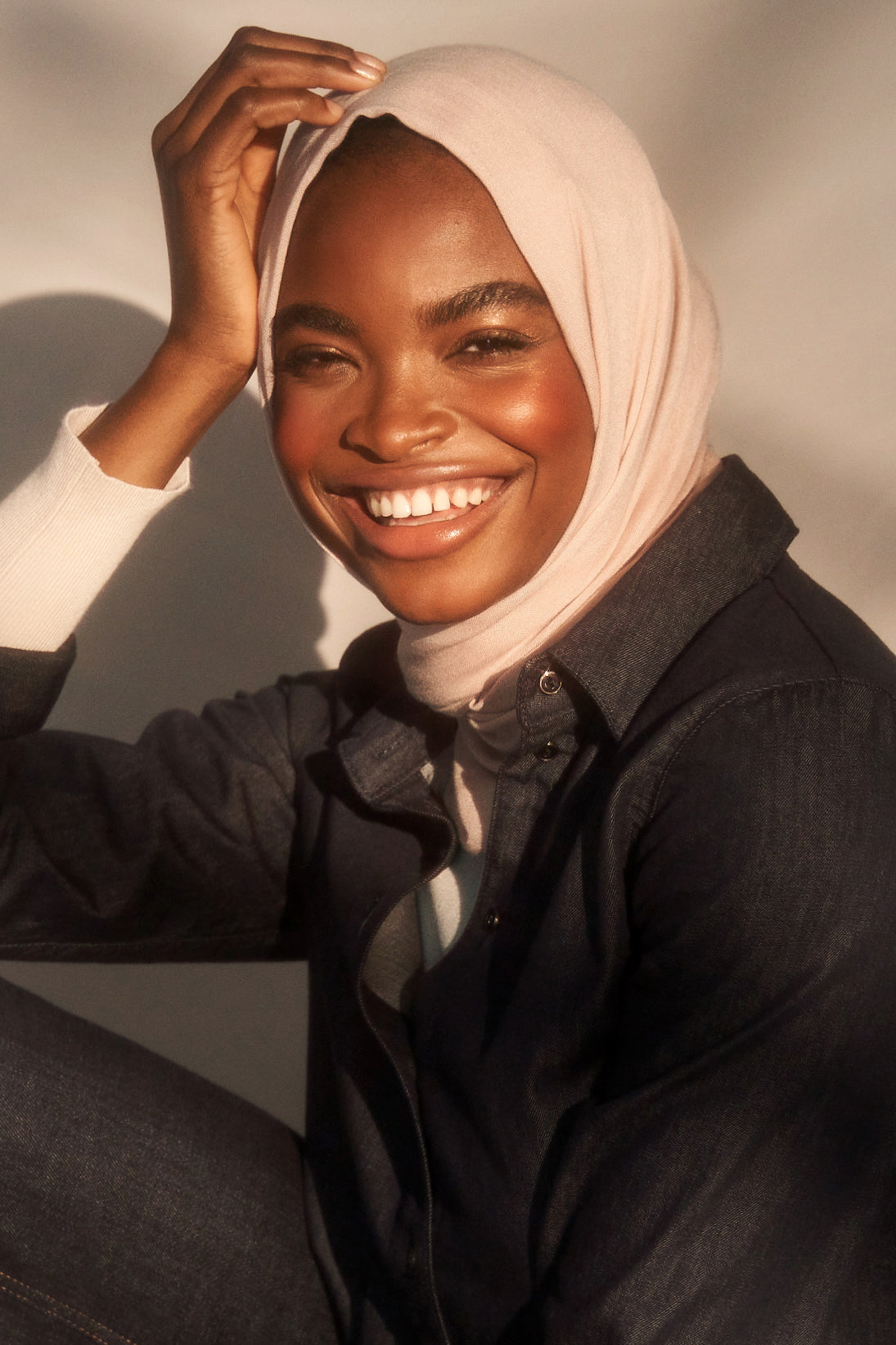 Bamboo Woven Hijab - Blush