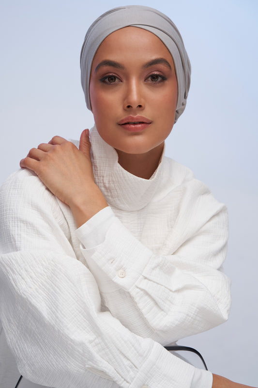 Silk-Blend Satin Underscarf - Black – Haute Hijab