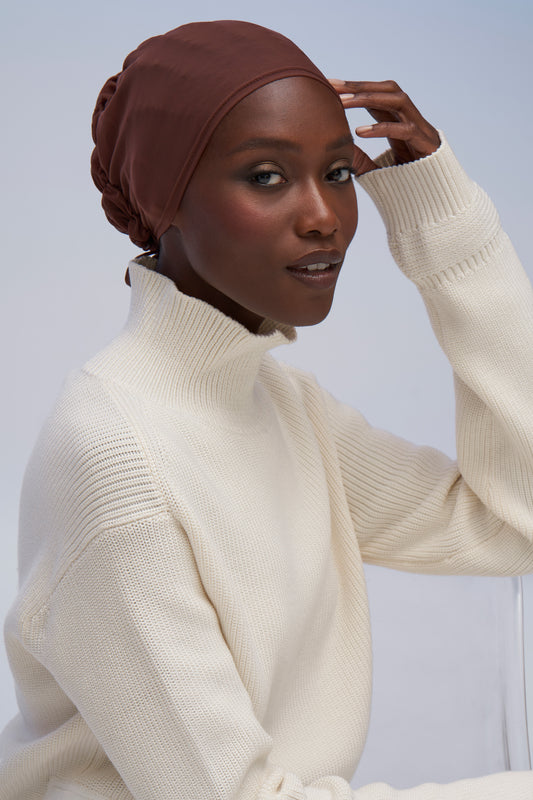 Haute Hijab Silk-Blend Satin Underscarf - Mink - One Size / Mink / Satin