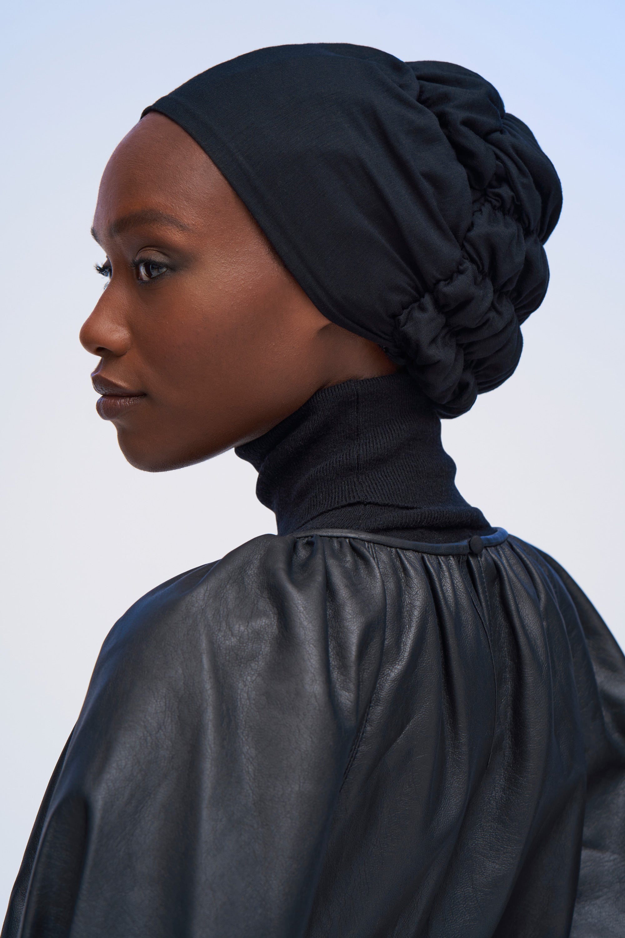 Haute Hijab Silk-Blend Satin Underscarf - Black