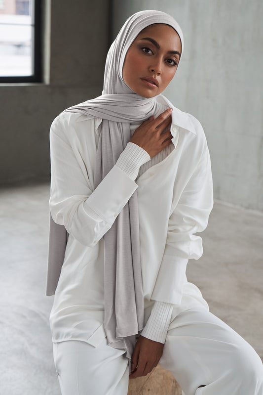 Premium Jersey Hijab - Dove Grey
