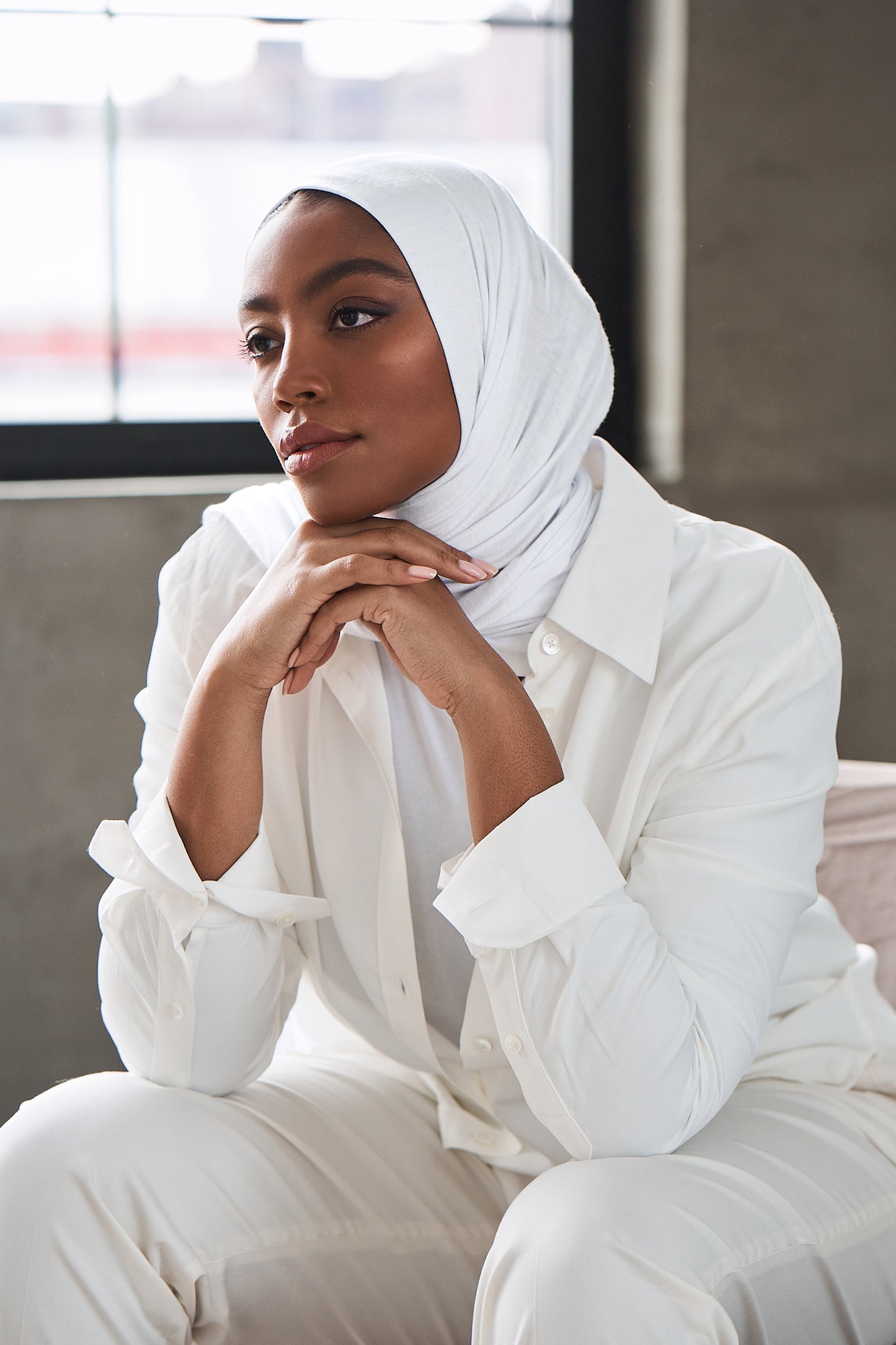 Premium Jersey Hijab - White