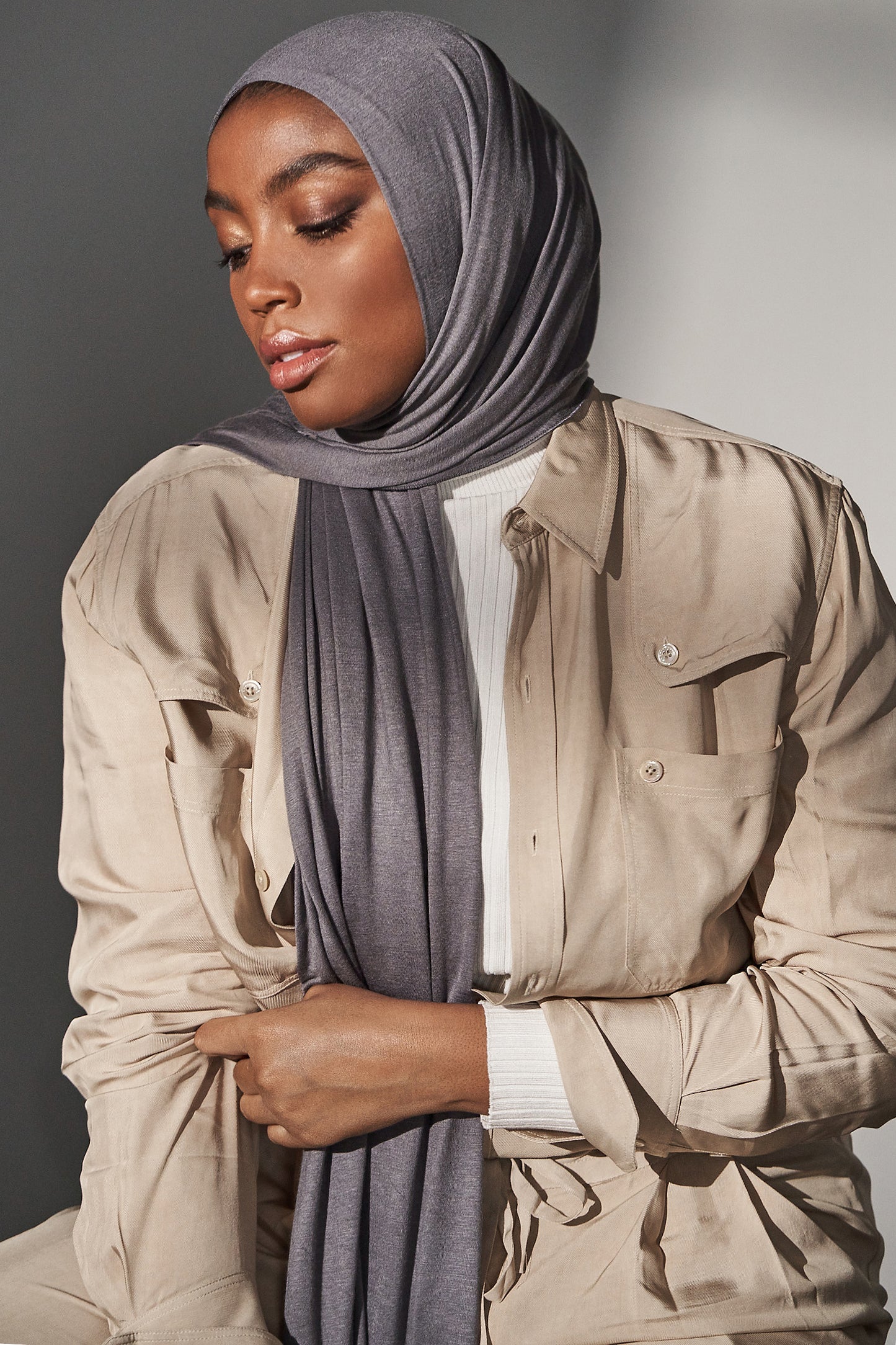 Premium Jersey Hijab - Graphite