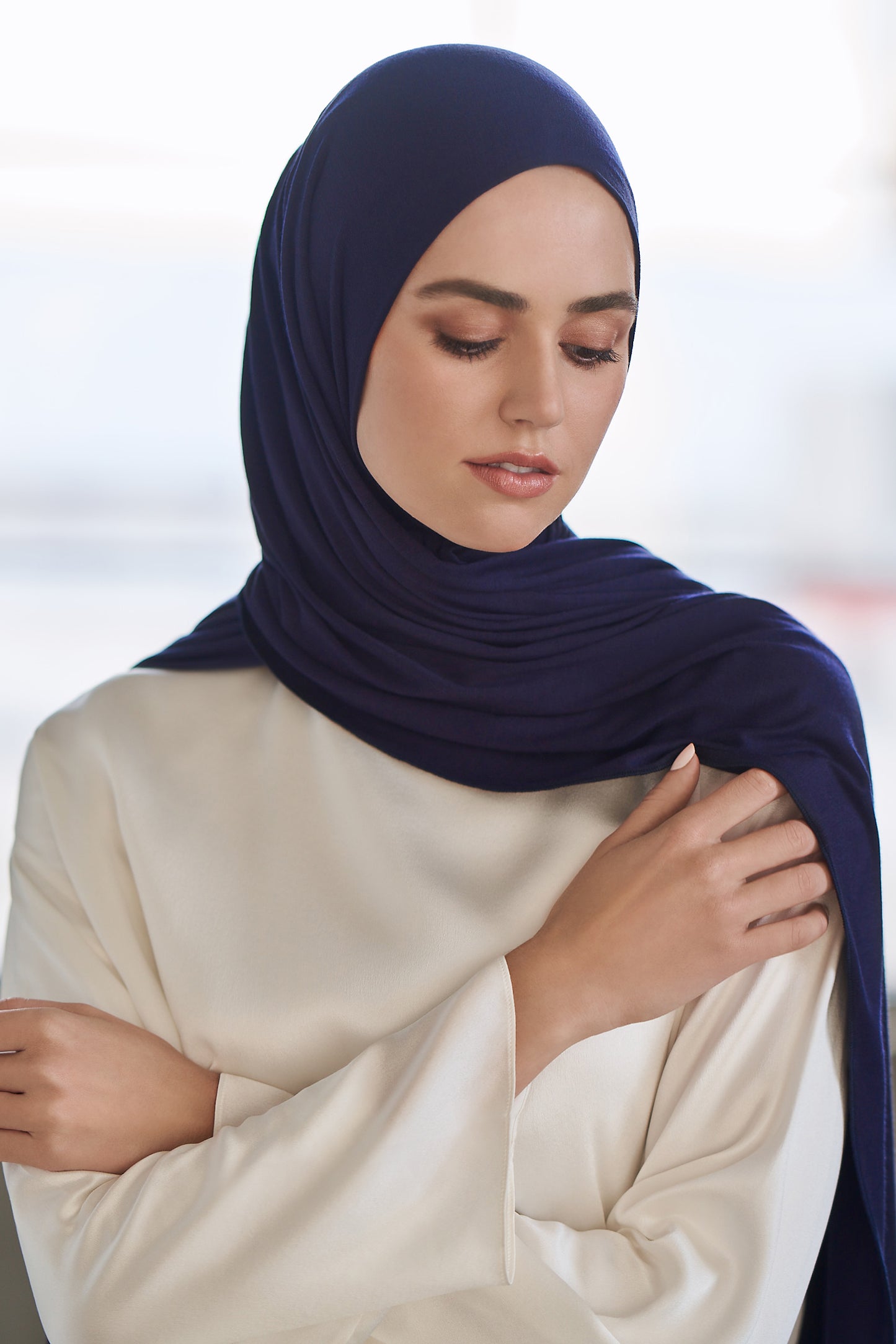 Premium Jersey Hijab - Navy