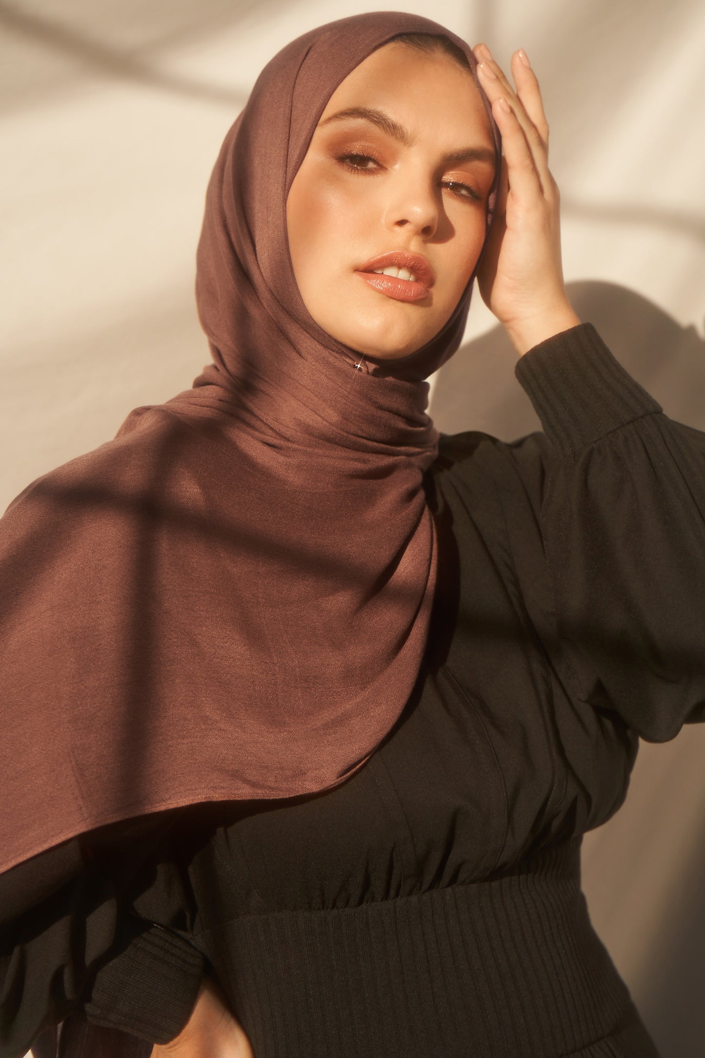 Bamboo Woven Hijab - Chestnut