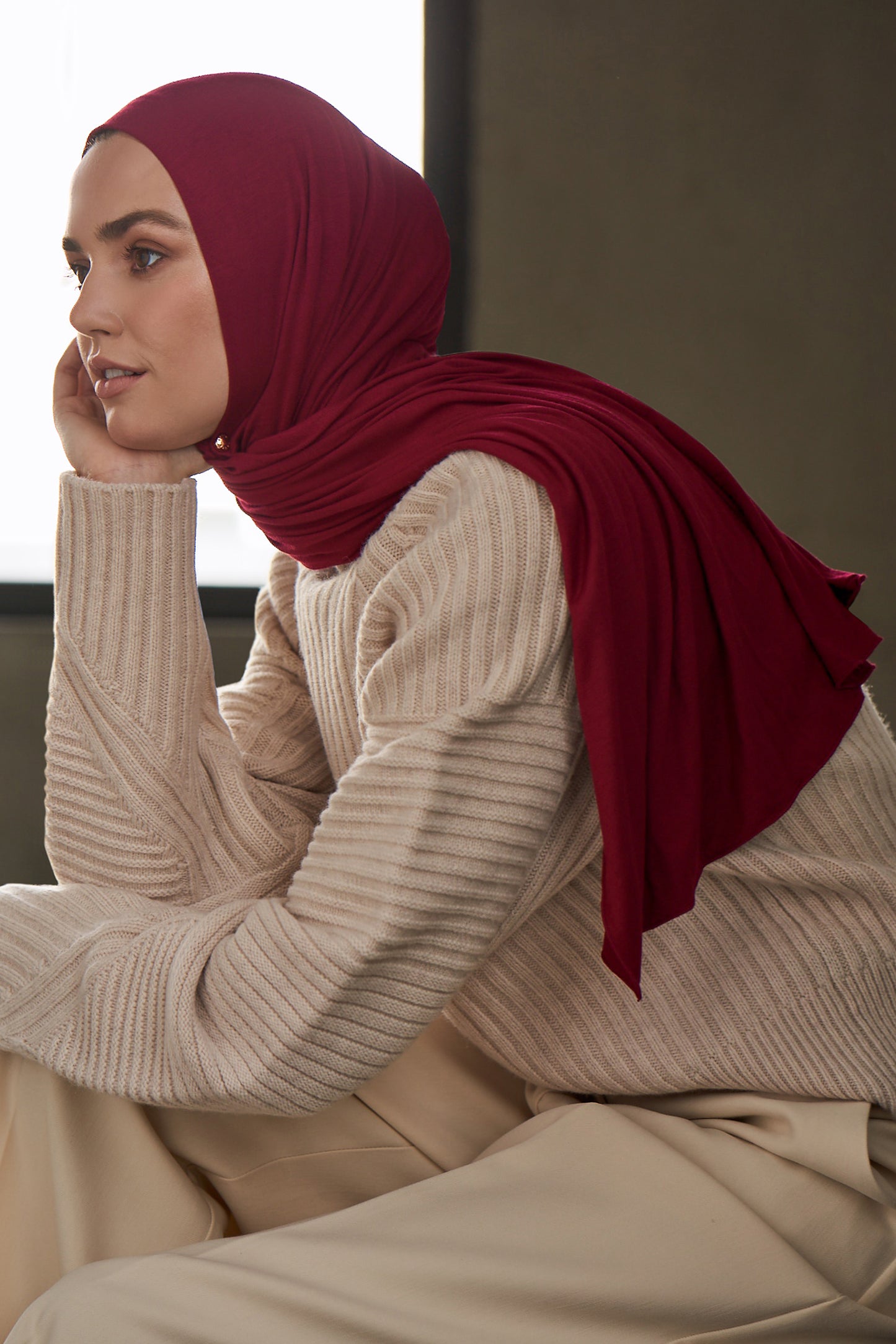 Premium Jersey Hijab - Cranberry