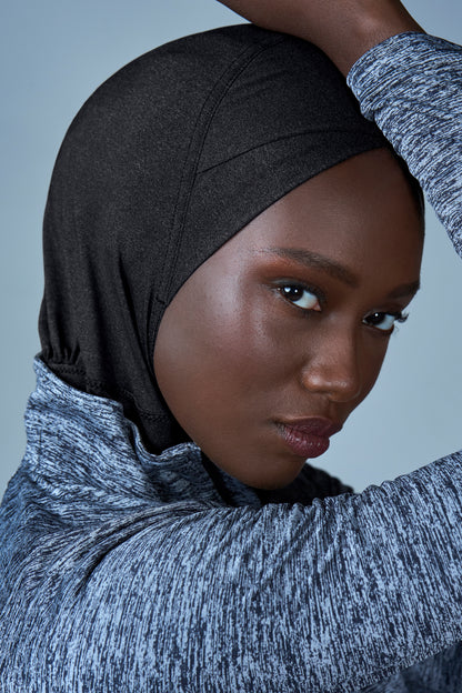 Criss–Cross Sport Hijab - Shadow Black