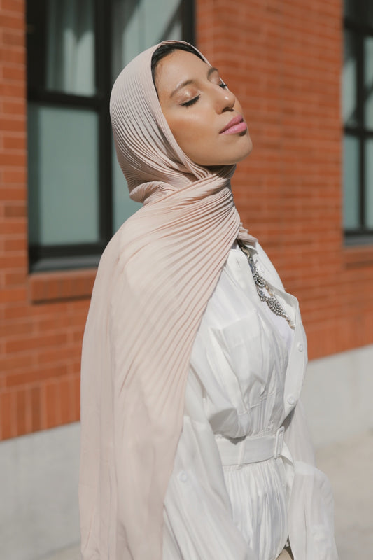 Cascade Pleat Hijab - Cashmere