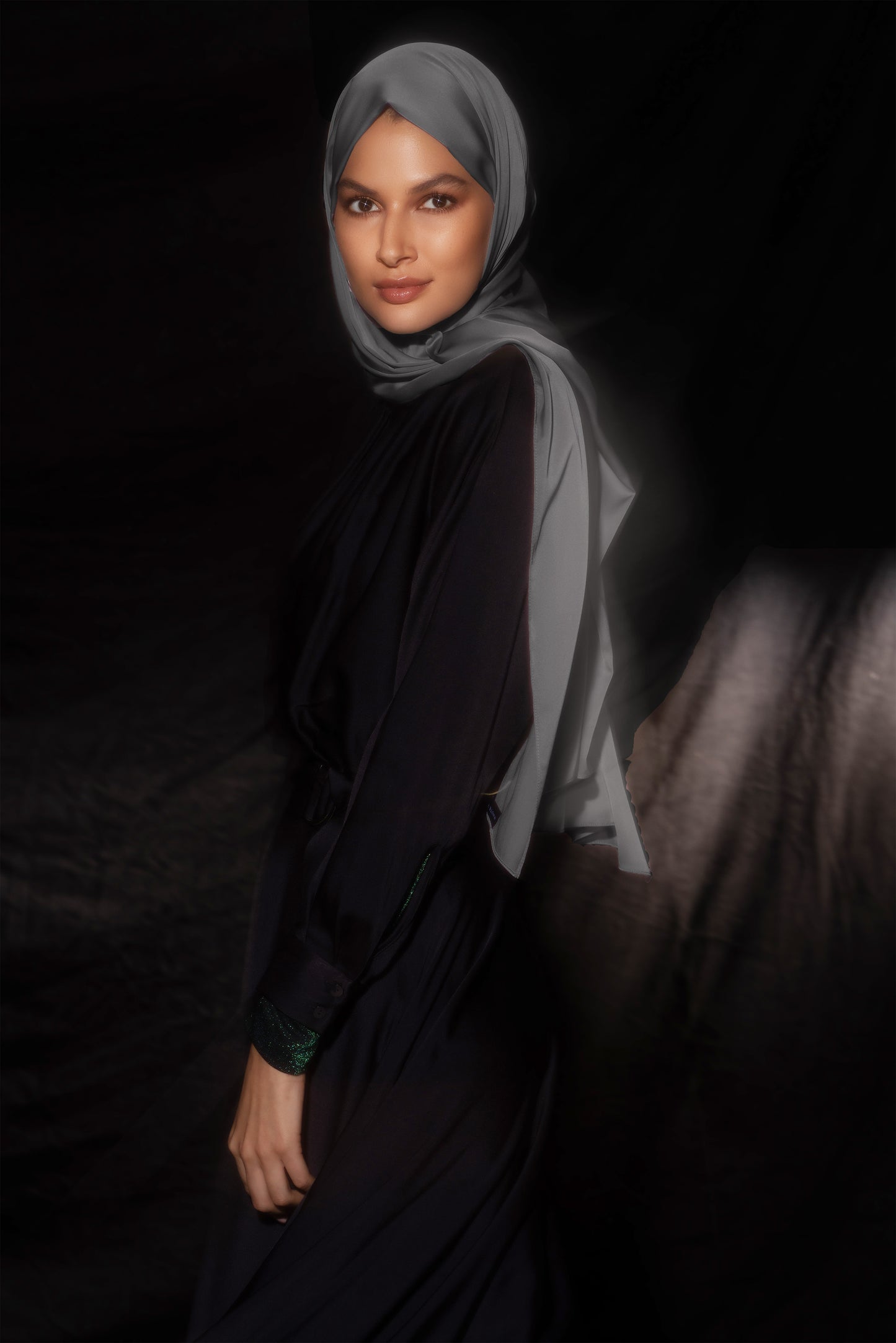 Perfect Satin Hijab - Gunmetal