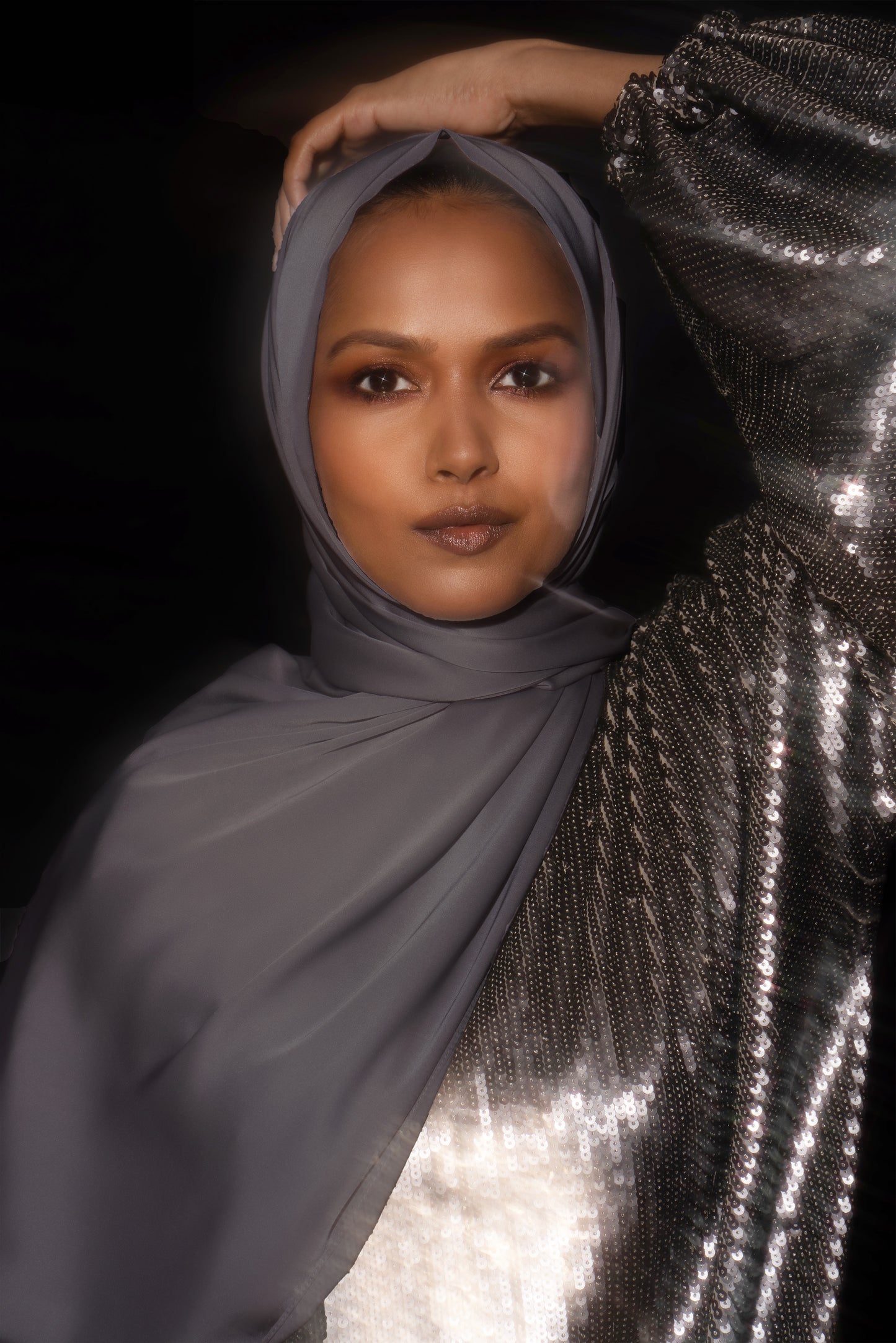 Perfect Satin Hijab - Gunmetal