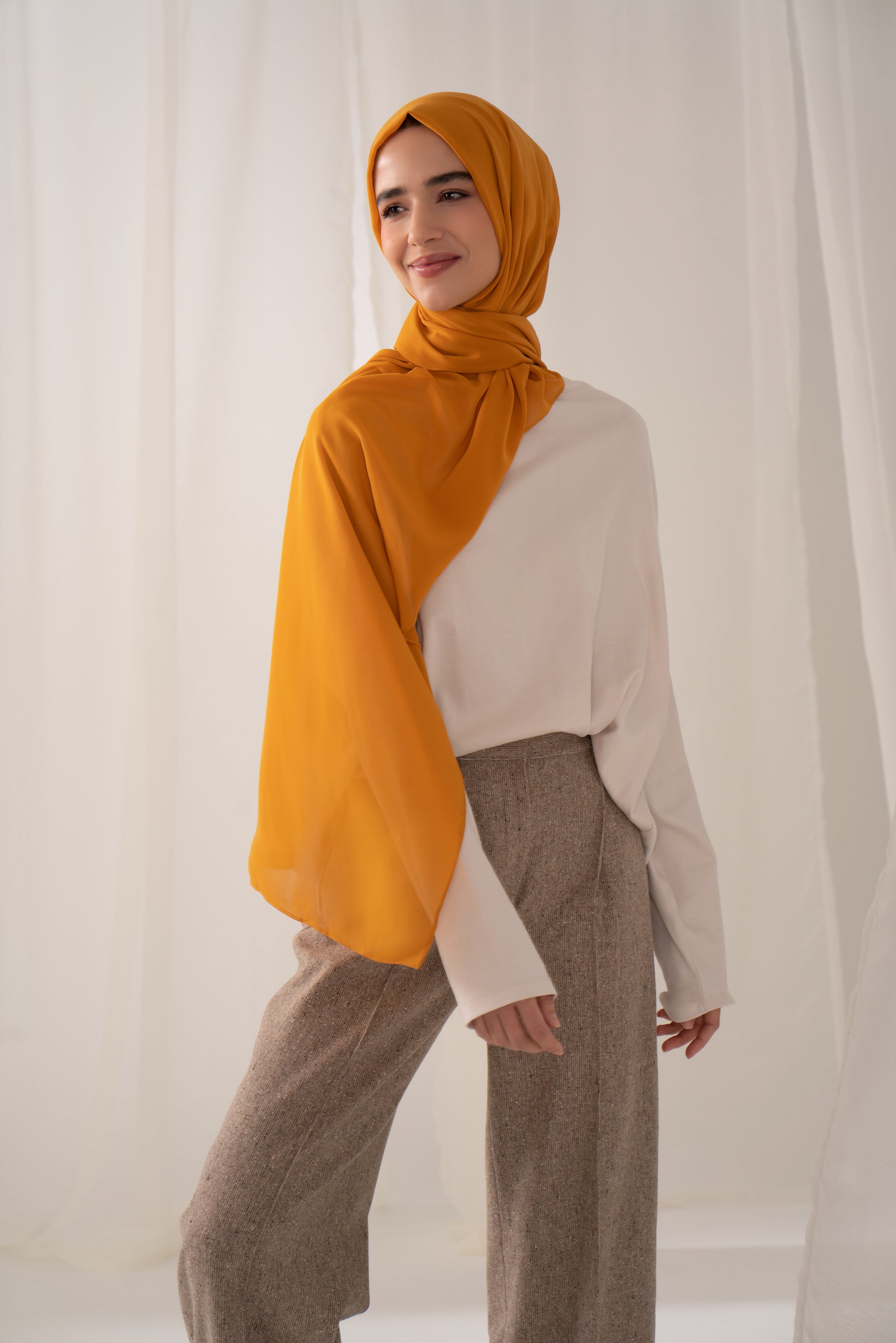 Everyday Chiffon Hijab Saffron – Haute Hijab - Main Image