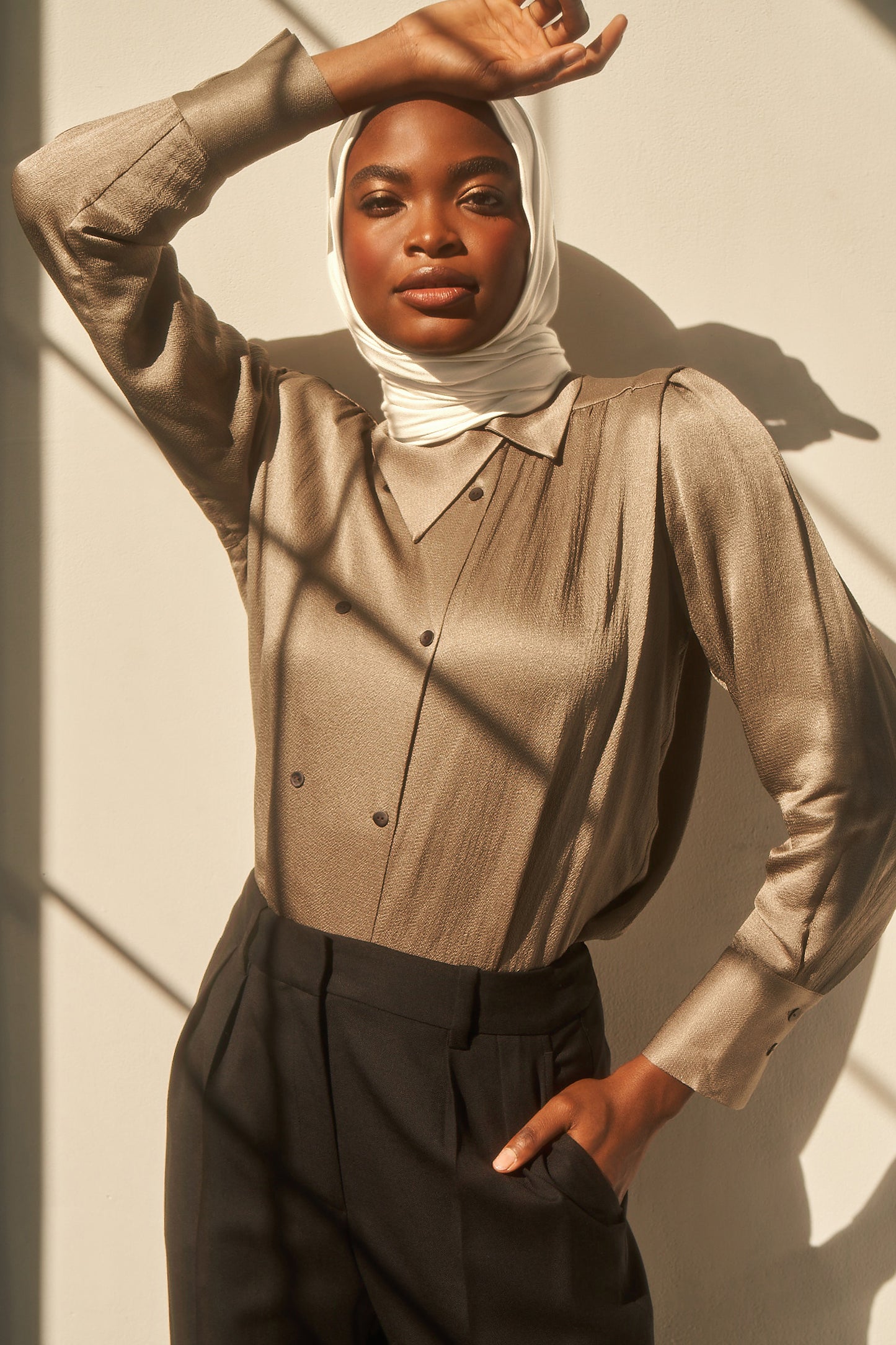Bamboo Woven Hijab - Ivory