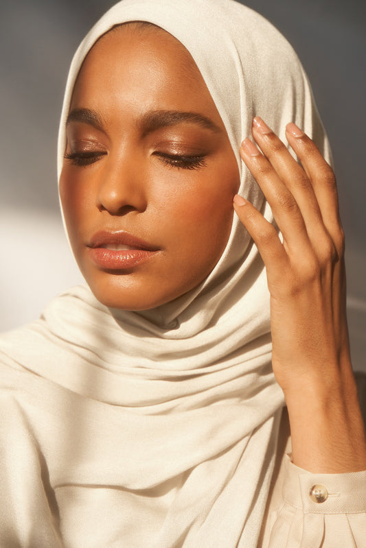 Bamboo Woven Hijab - Ivory