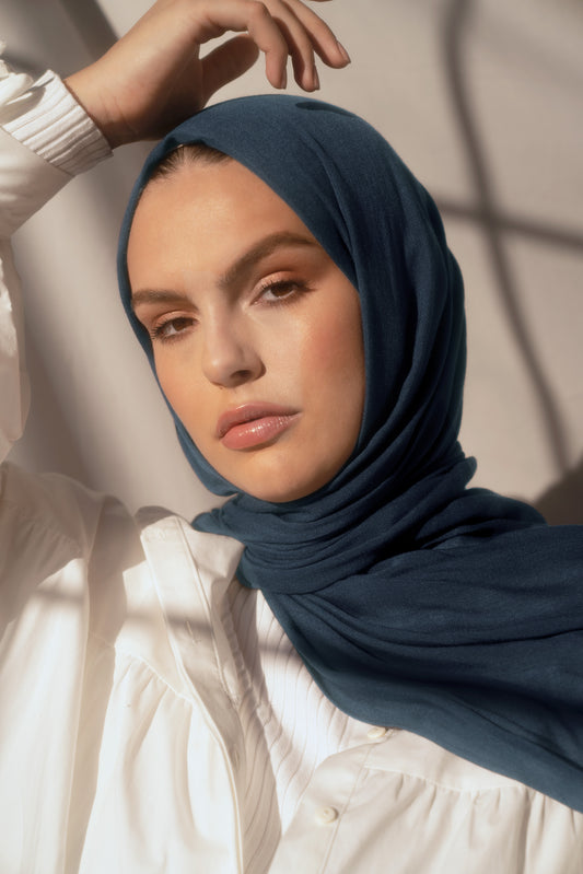 Bamboo Woven Hijab - Moroccan Blue