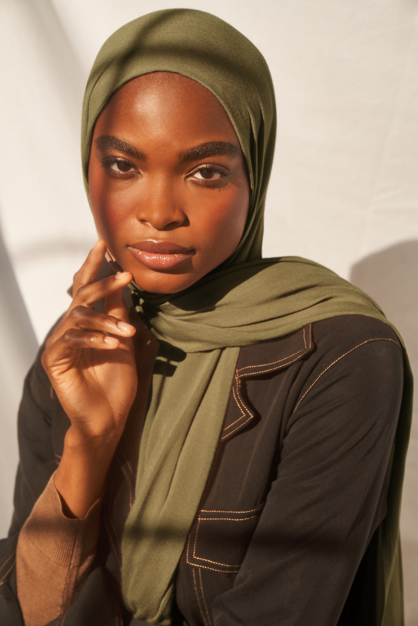 Bamboo Woven Hijab - Olive