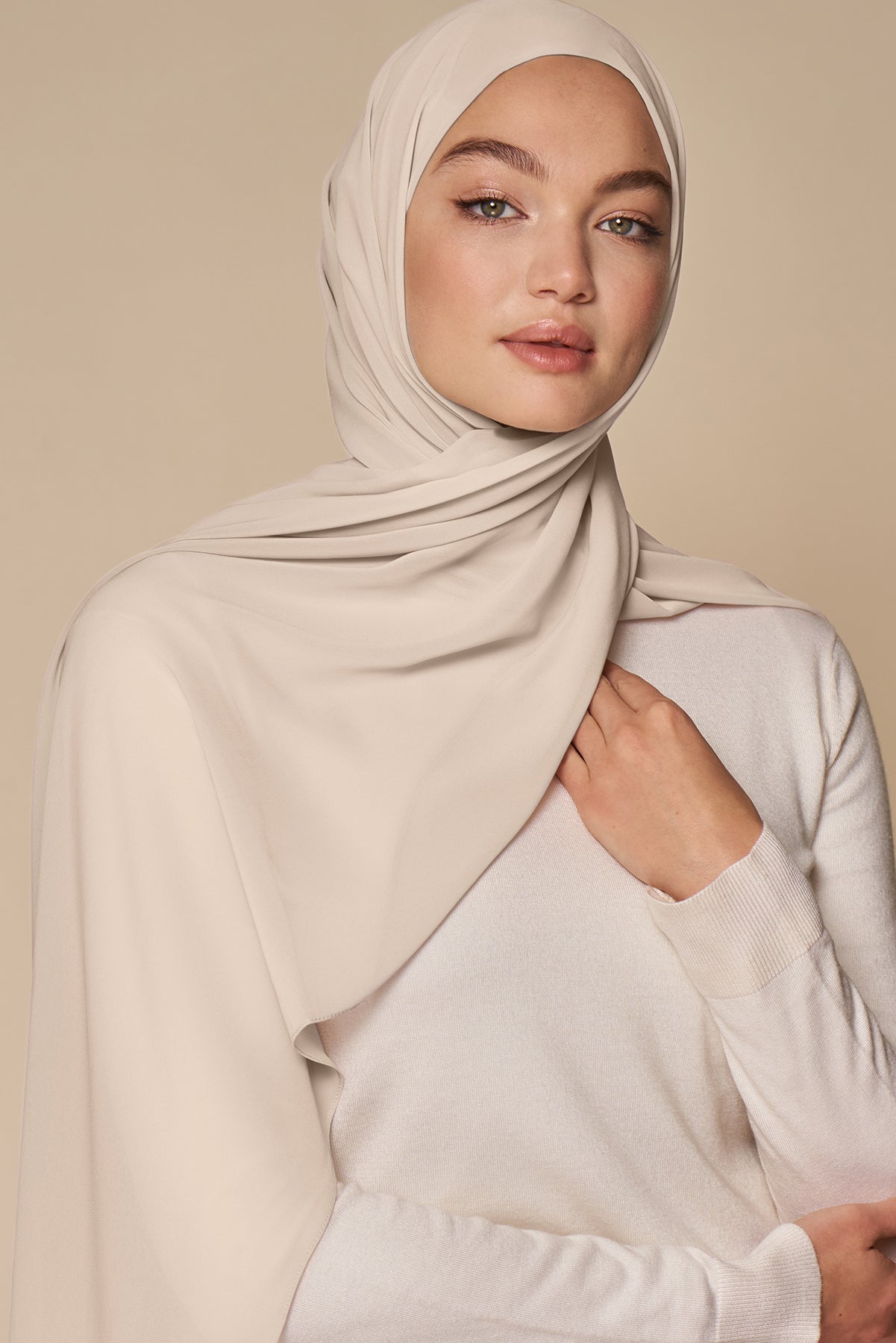 Instant Hijab - Shash Beige | LUXY HIJAB