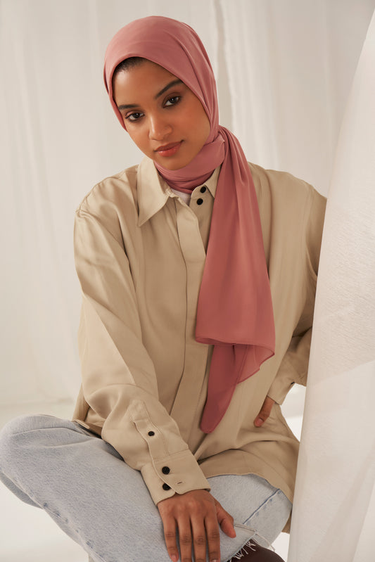 Recycled Chiffon Hijab - Adobe Rose