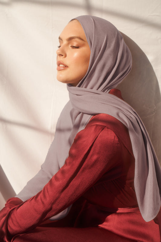 Bamboo Woven Hijab - Violet Grey